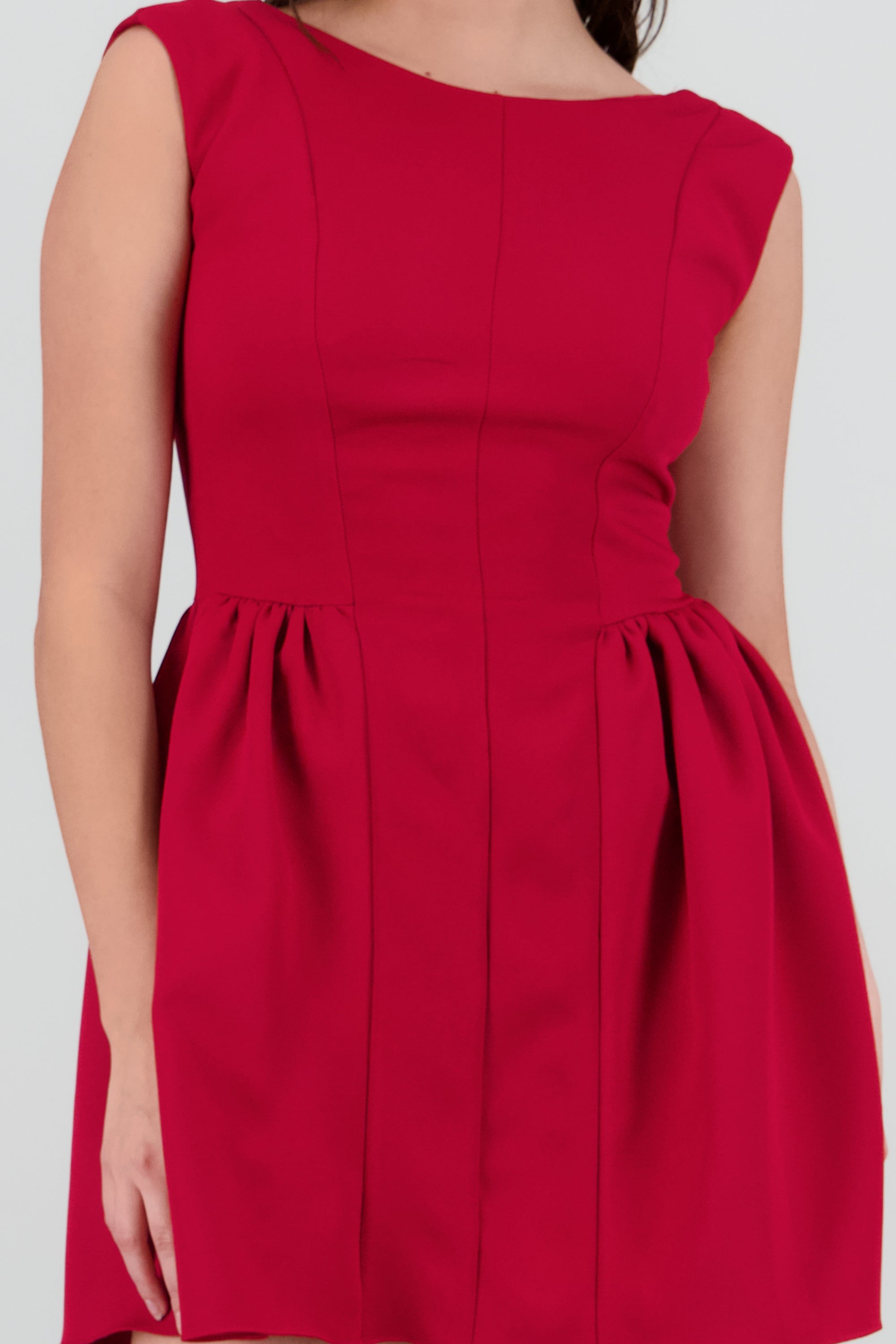 Vestido mini ampon con amarre espalda ROJO