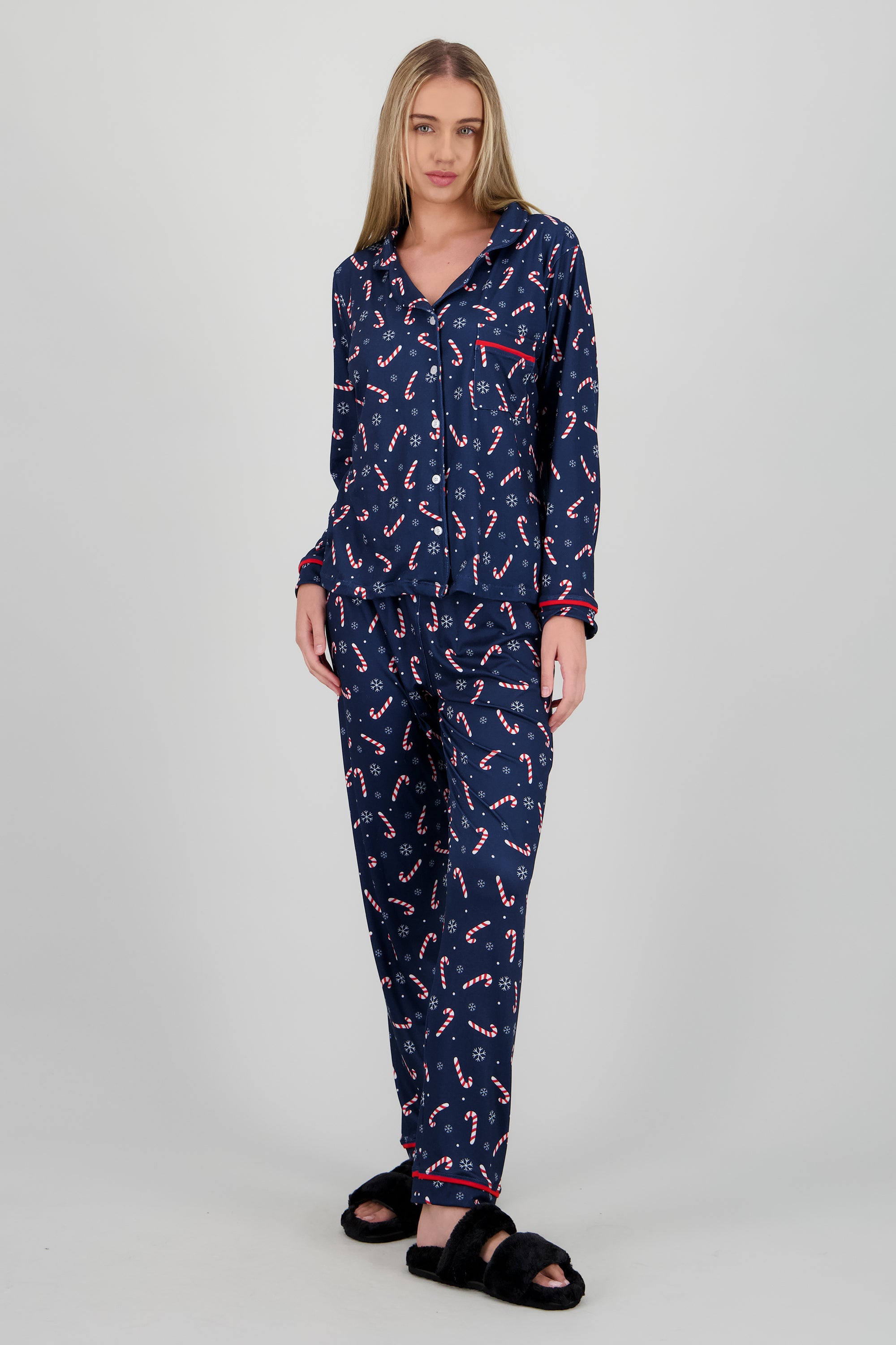 Pijama bastones navideños MARINO