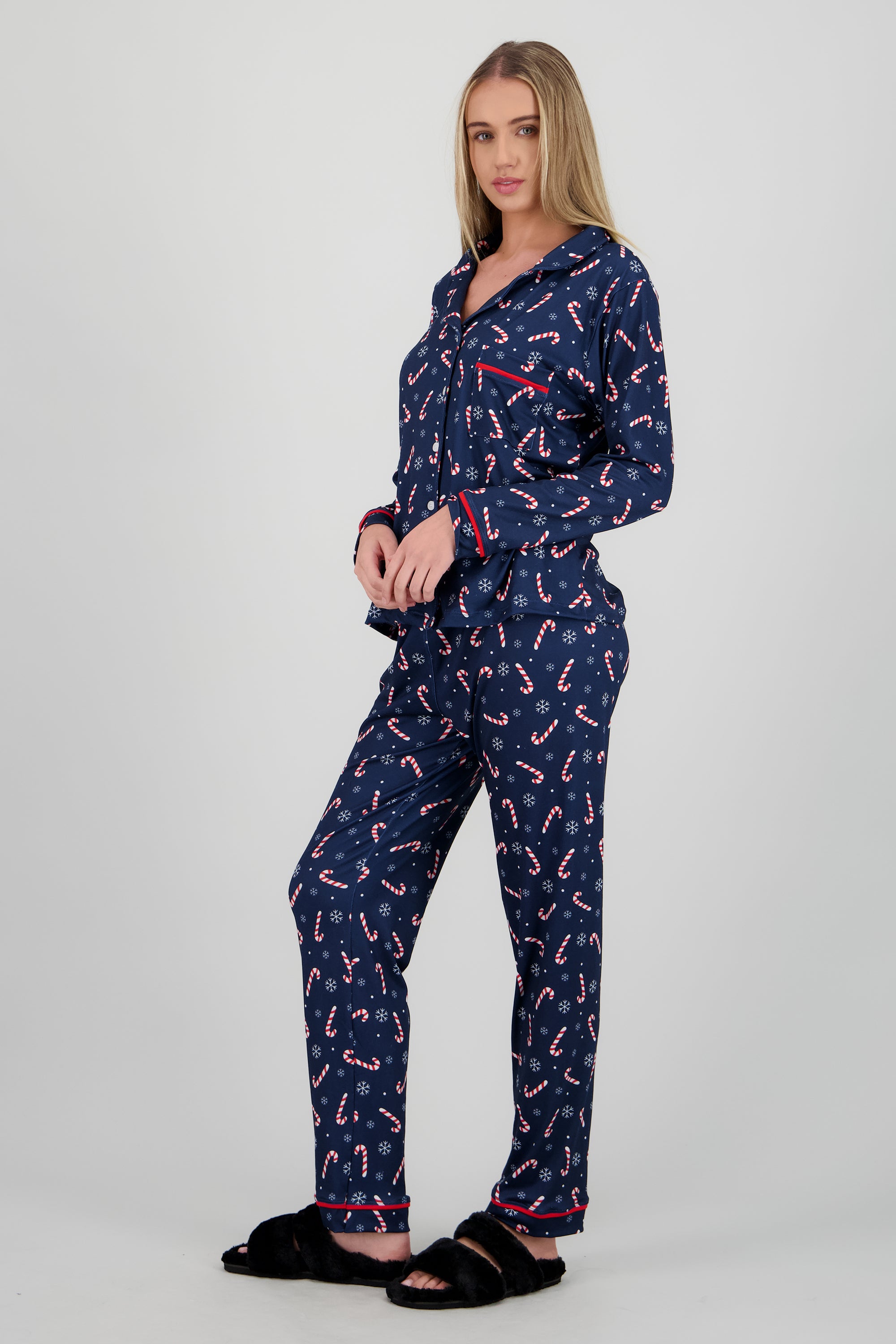 Pijama bastones navideños MARINO