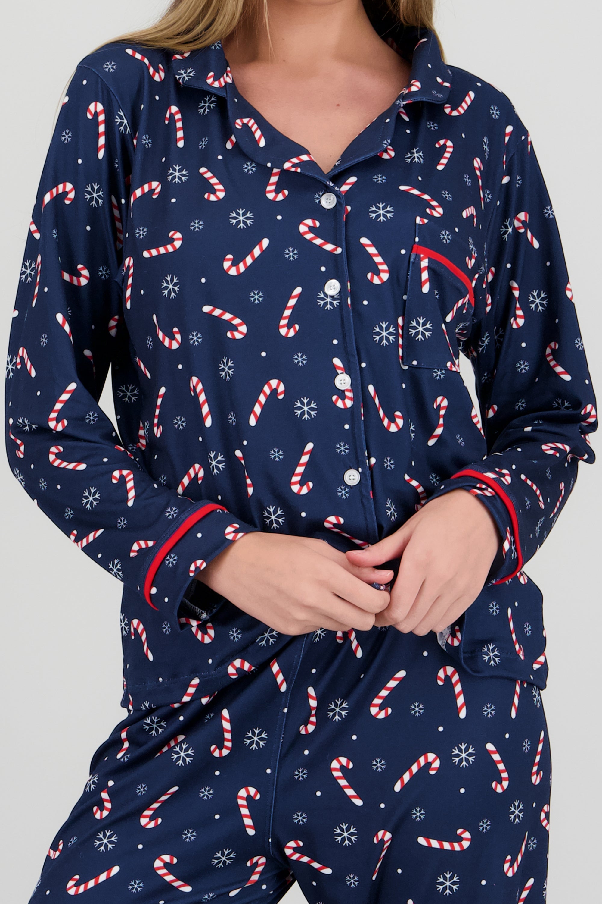 Pijama bastones navideños MARINO