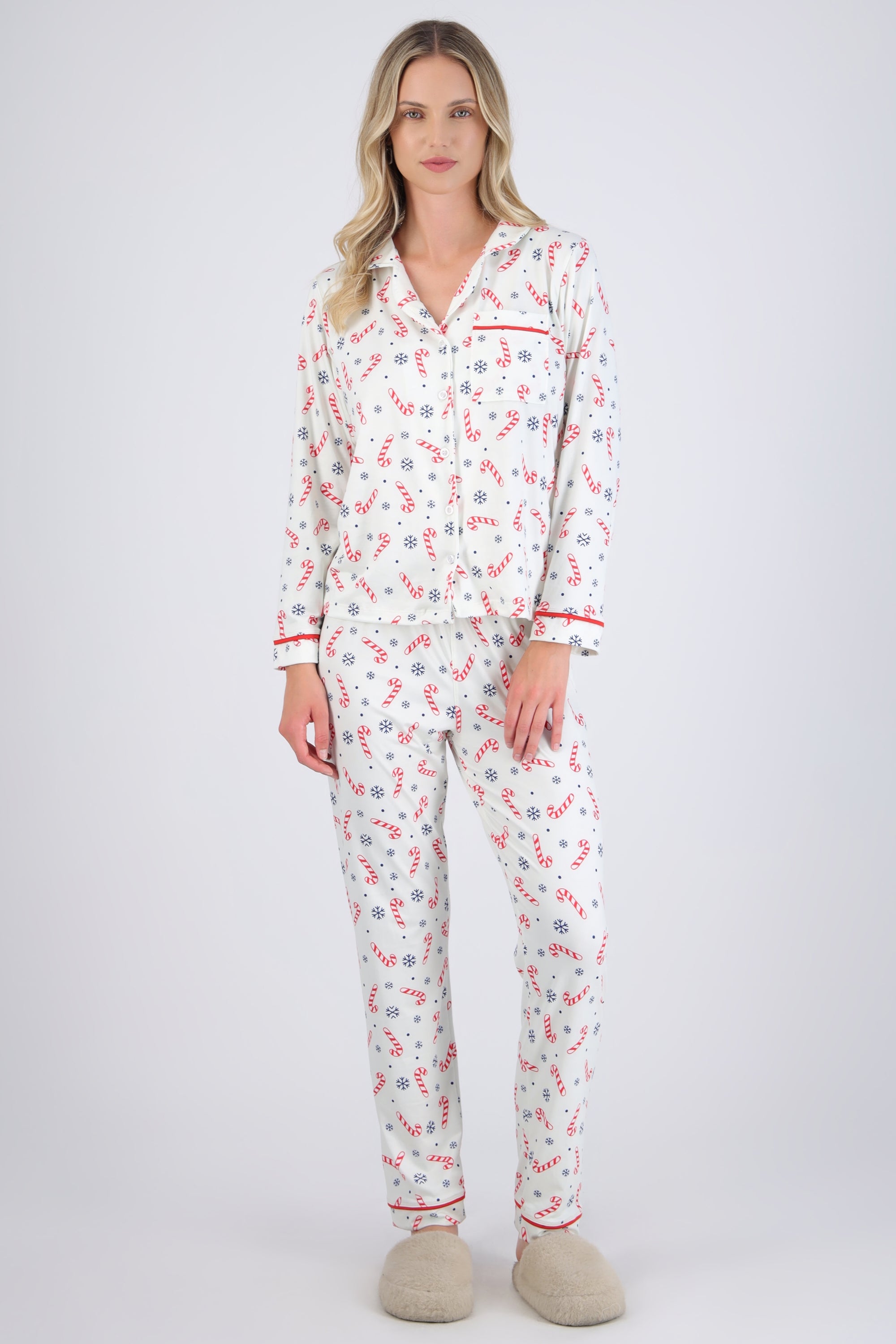 Pijama bastones navideños
