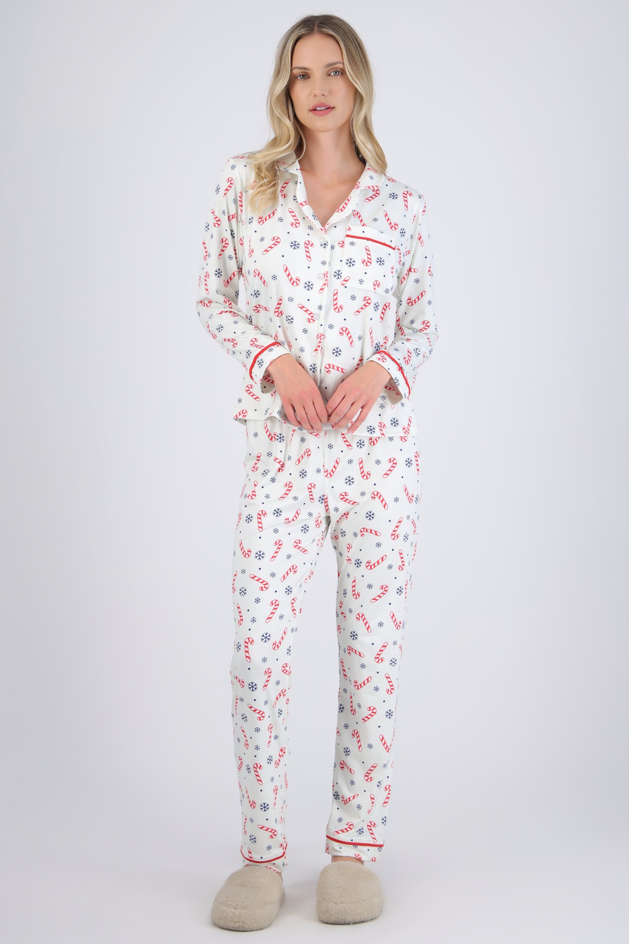 Pijama bastones navideños