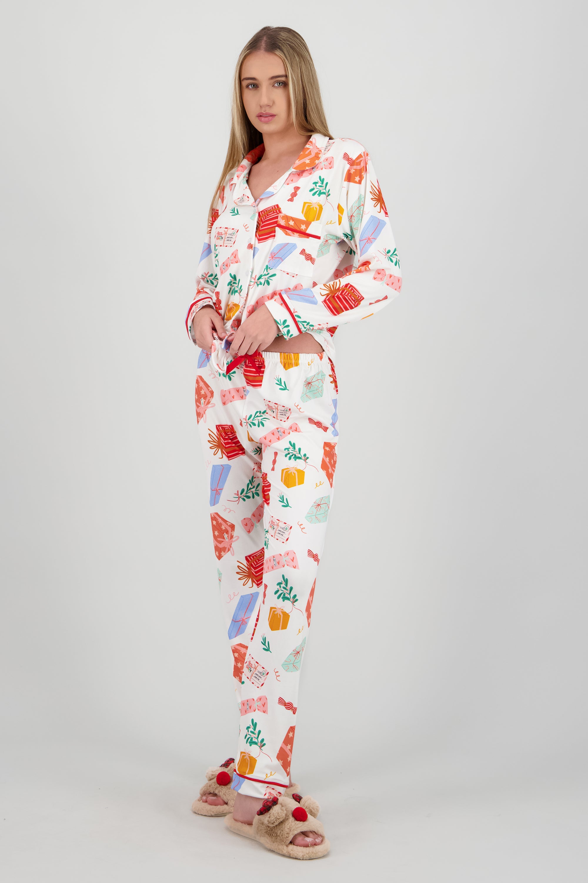 Pijama estampado navideño BLANCO COMBO
