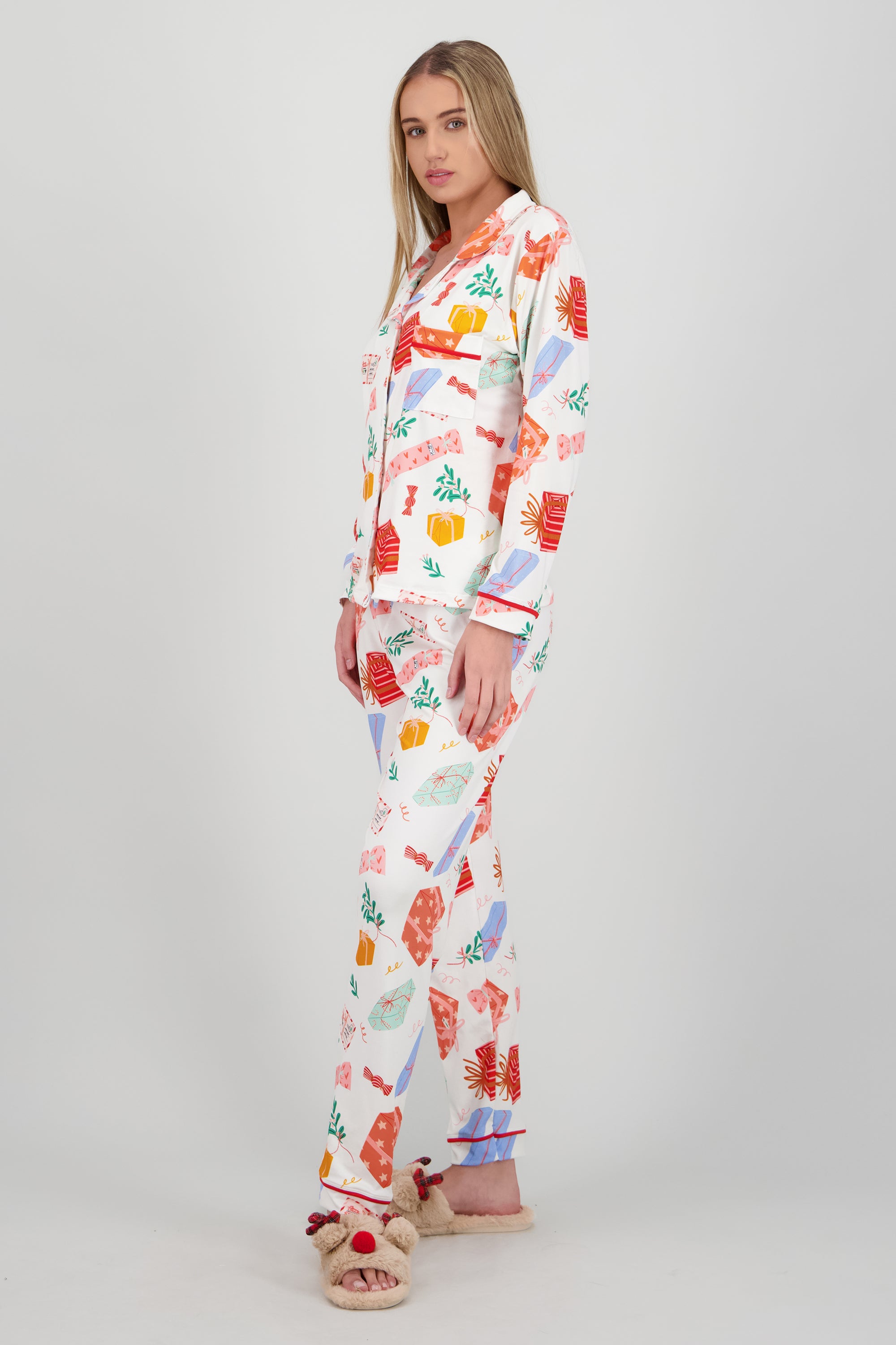 Pijama estampado navideño BLANCO COMBO