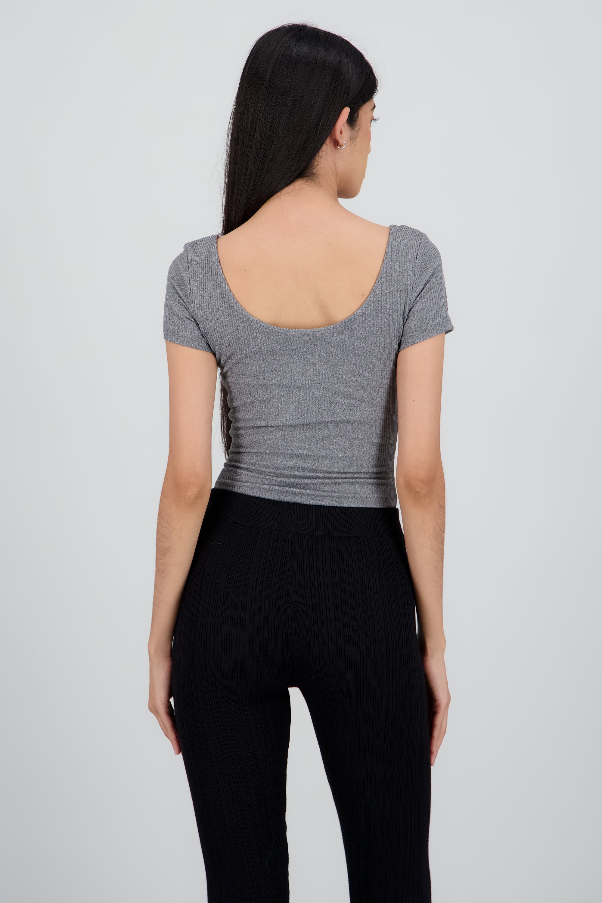 Bodysuit manga corta rib GRIS