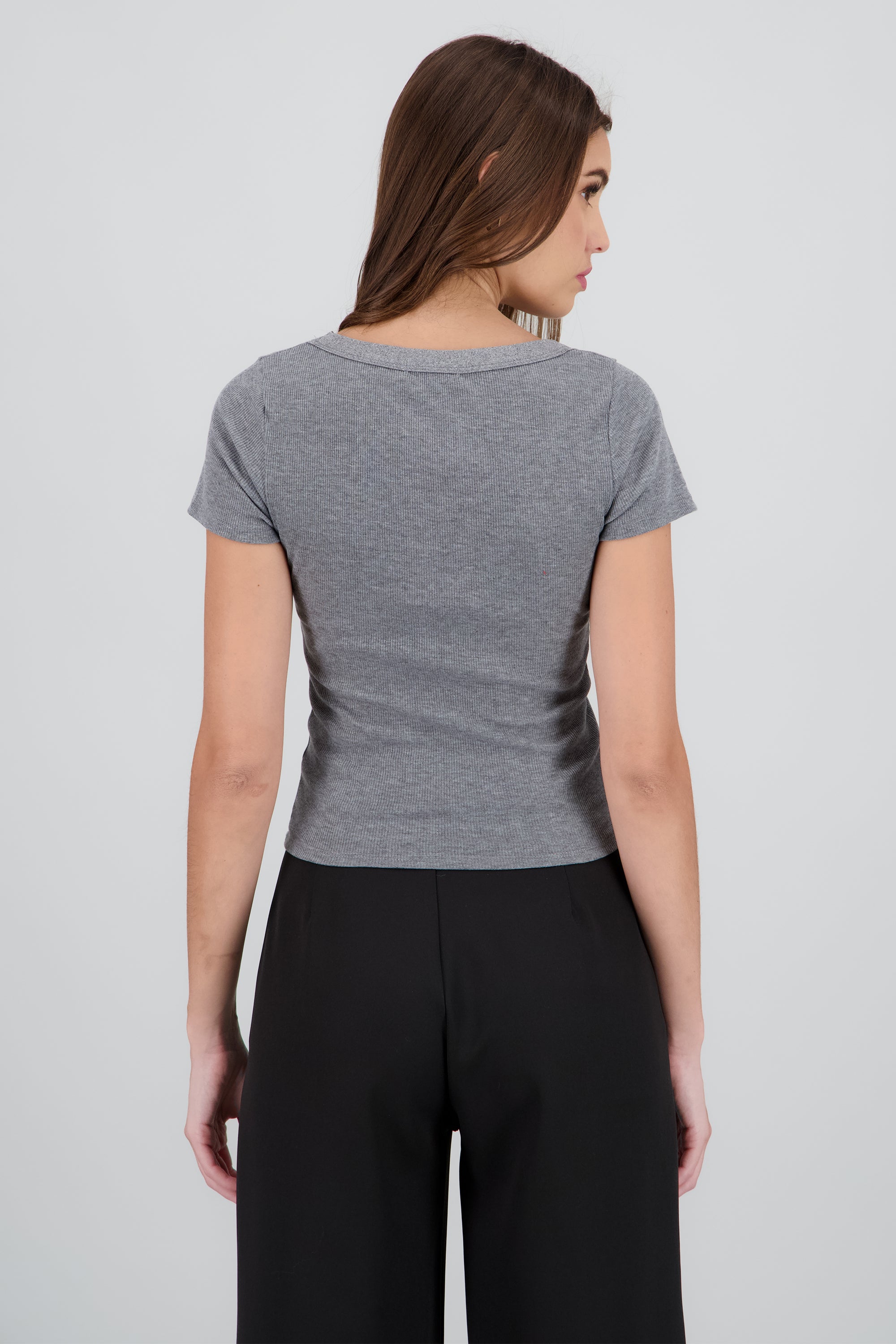 Top rib manga corta GRIS