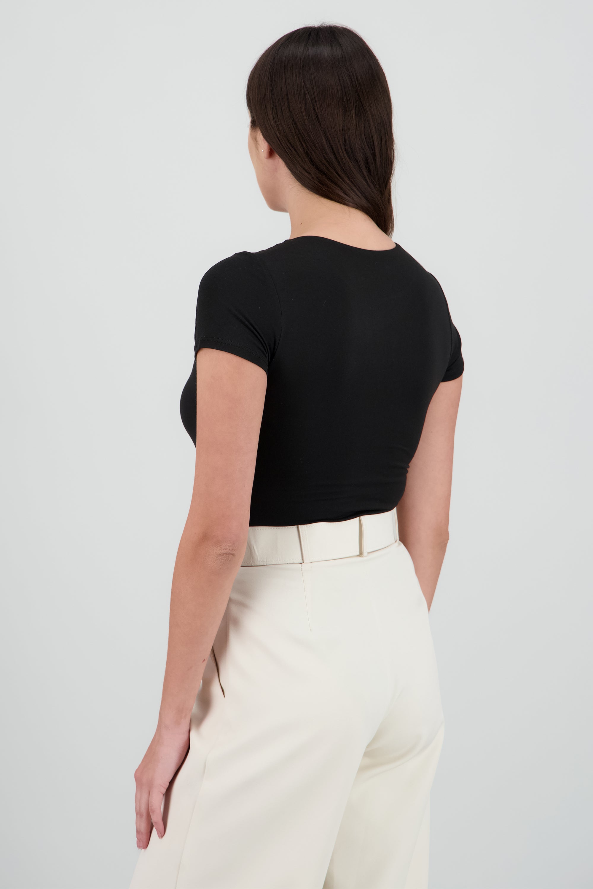 Body suit manga corta cuello redondo NEGRO