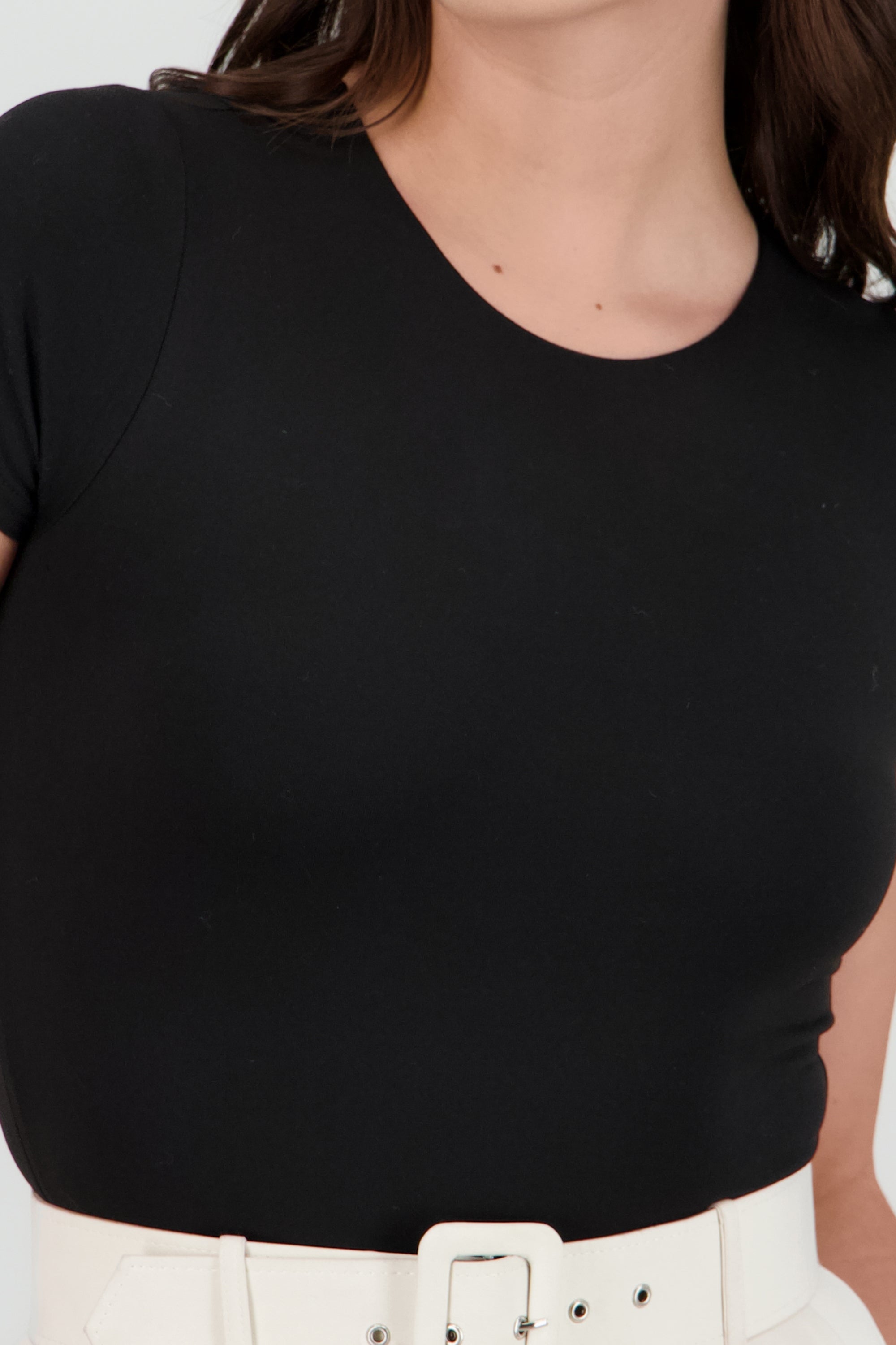 Body suit manga corta cuello redondo NEGRO