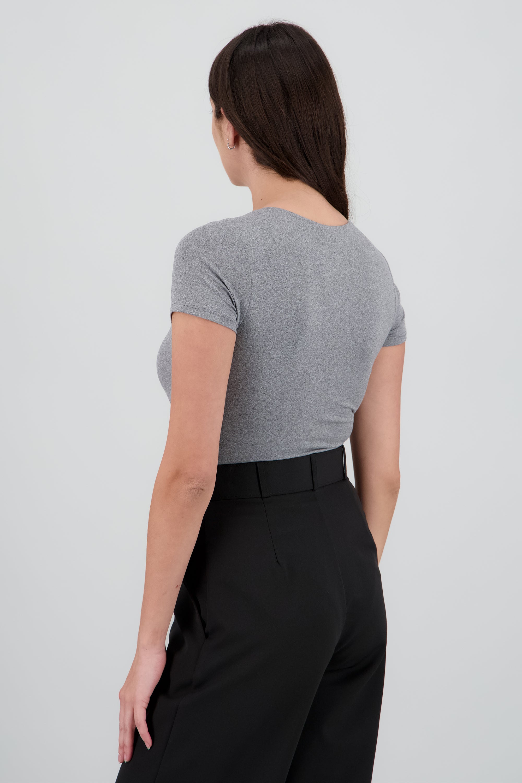 Body suit manga corta cuello redondo GRIS