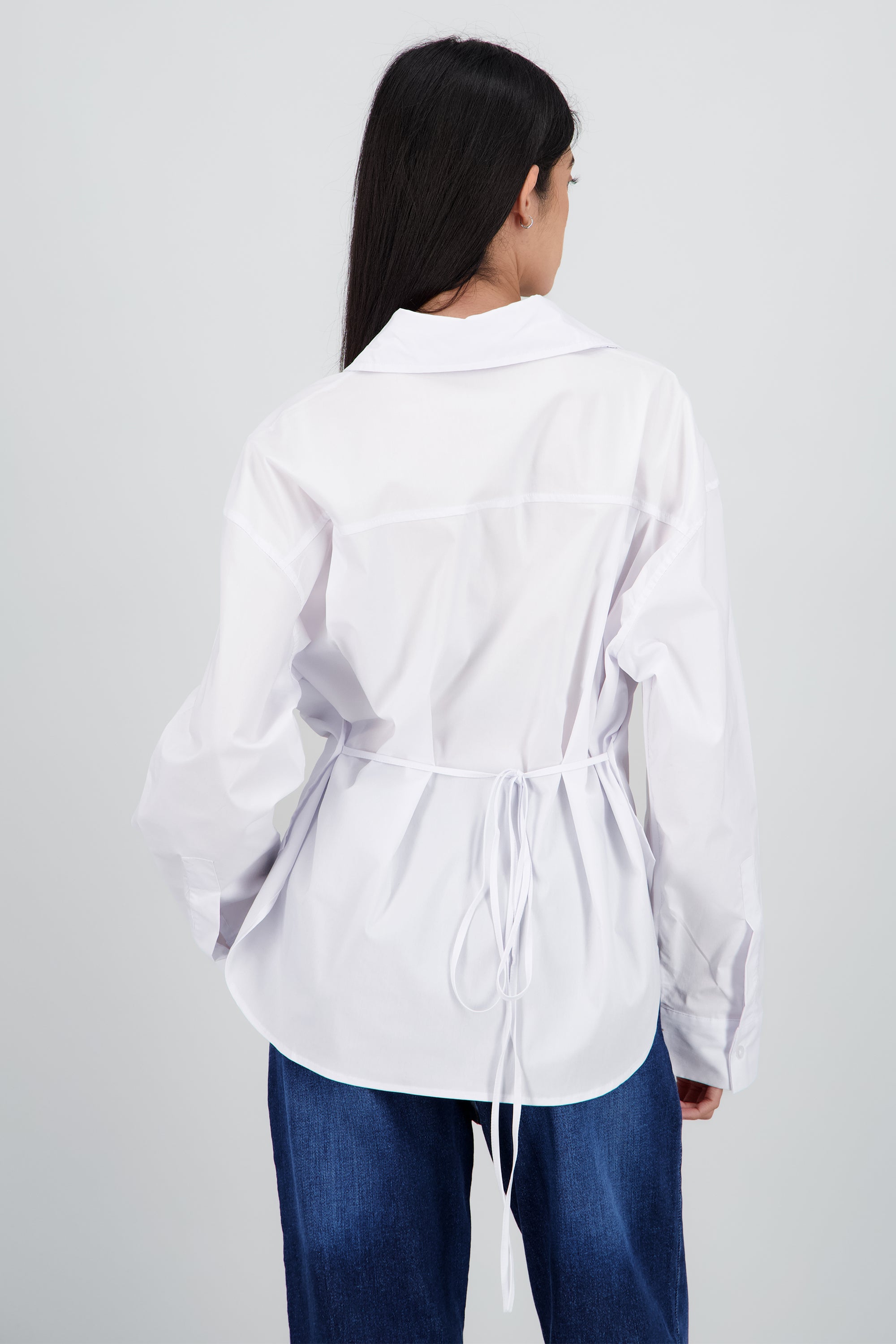 Camisa manga larga detalle laso BLANCO