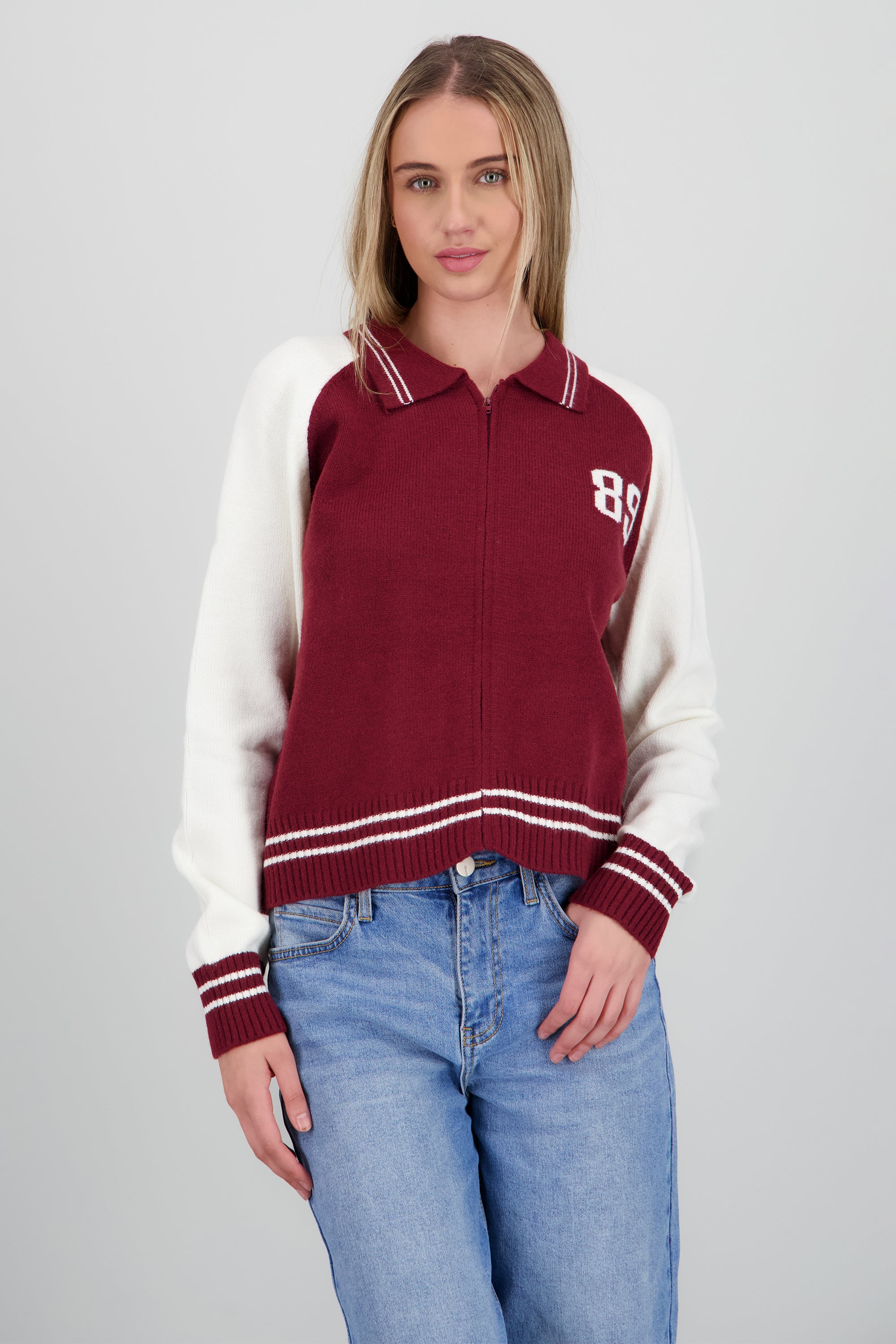 Bomber 89 color block tejido VINO COMBO