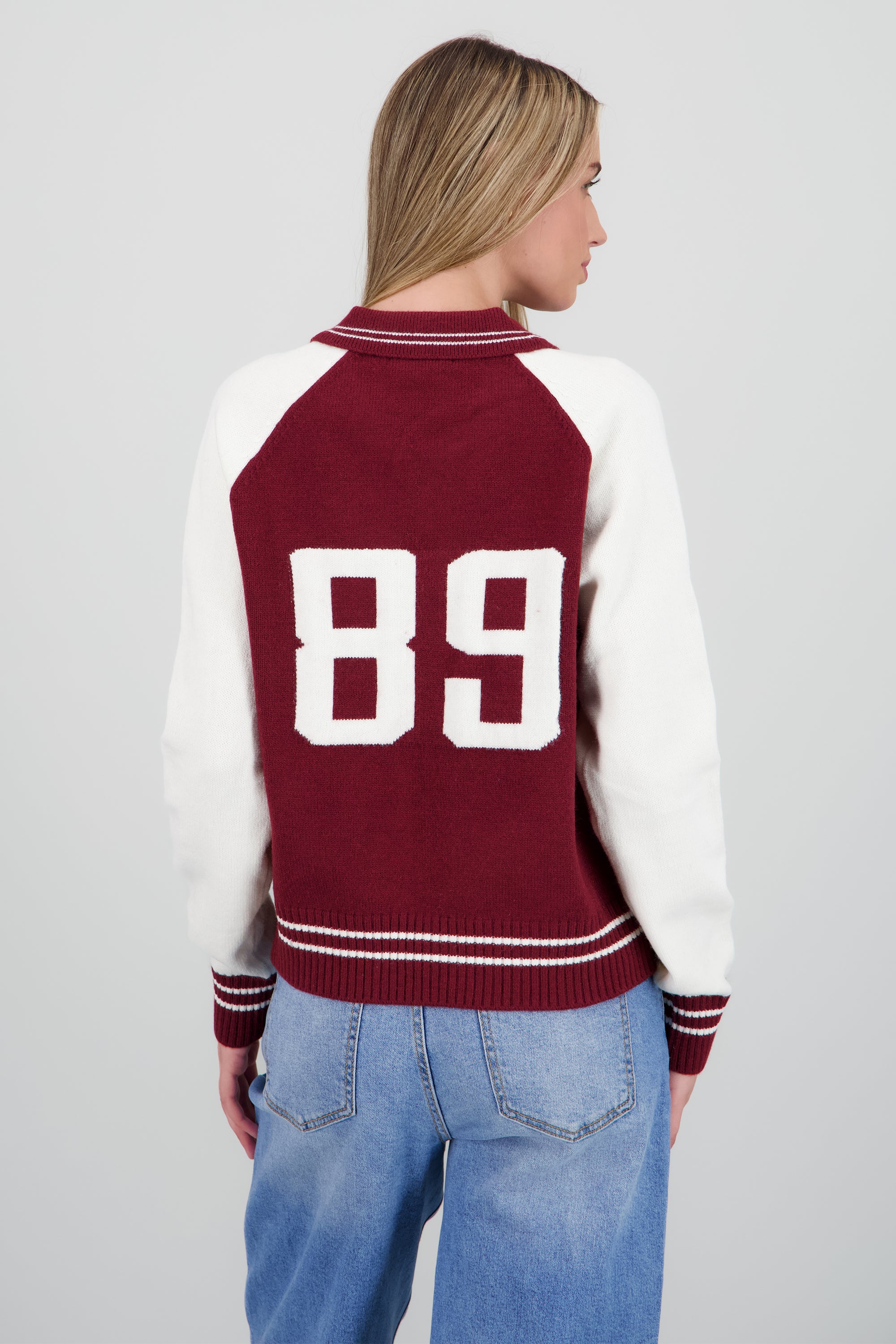 Bomber 89 color block tejido VINO COMBO