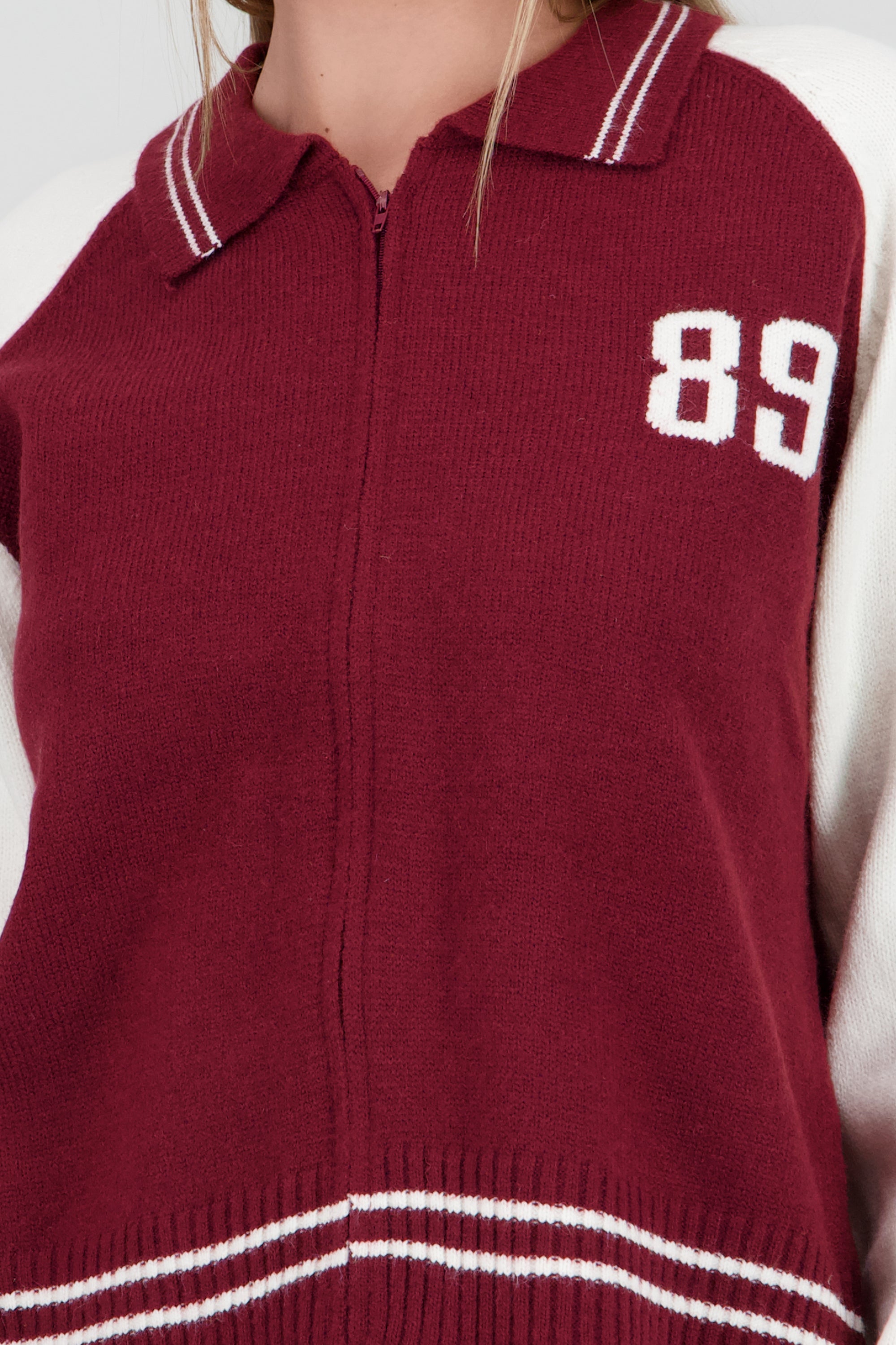 Bomber 89 color block tejido VINO COMBO