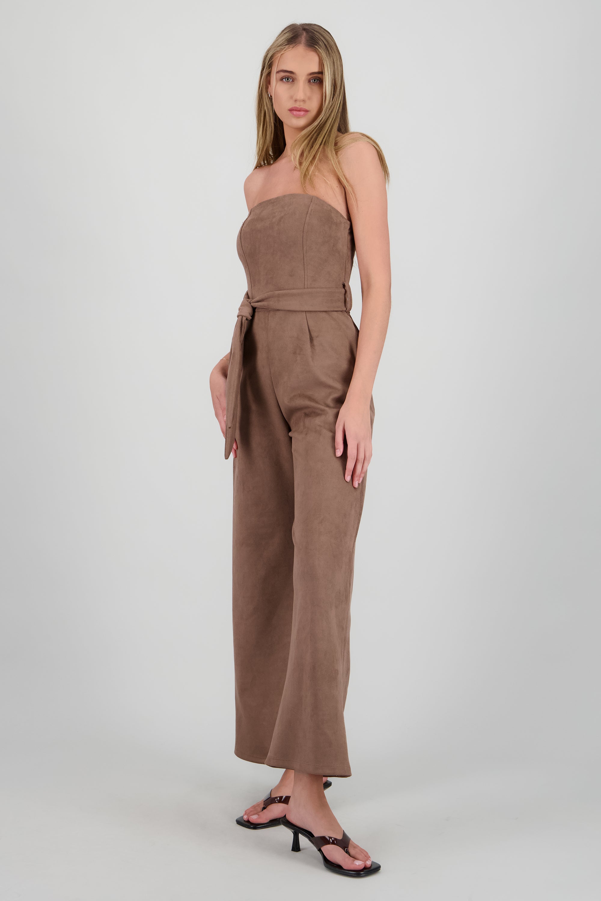 Jumpsuit strapless de suede CAFE