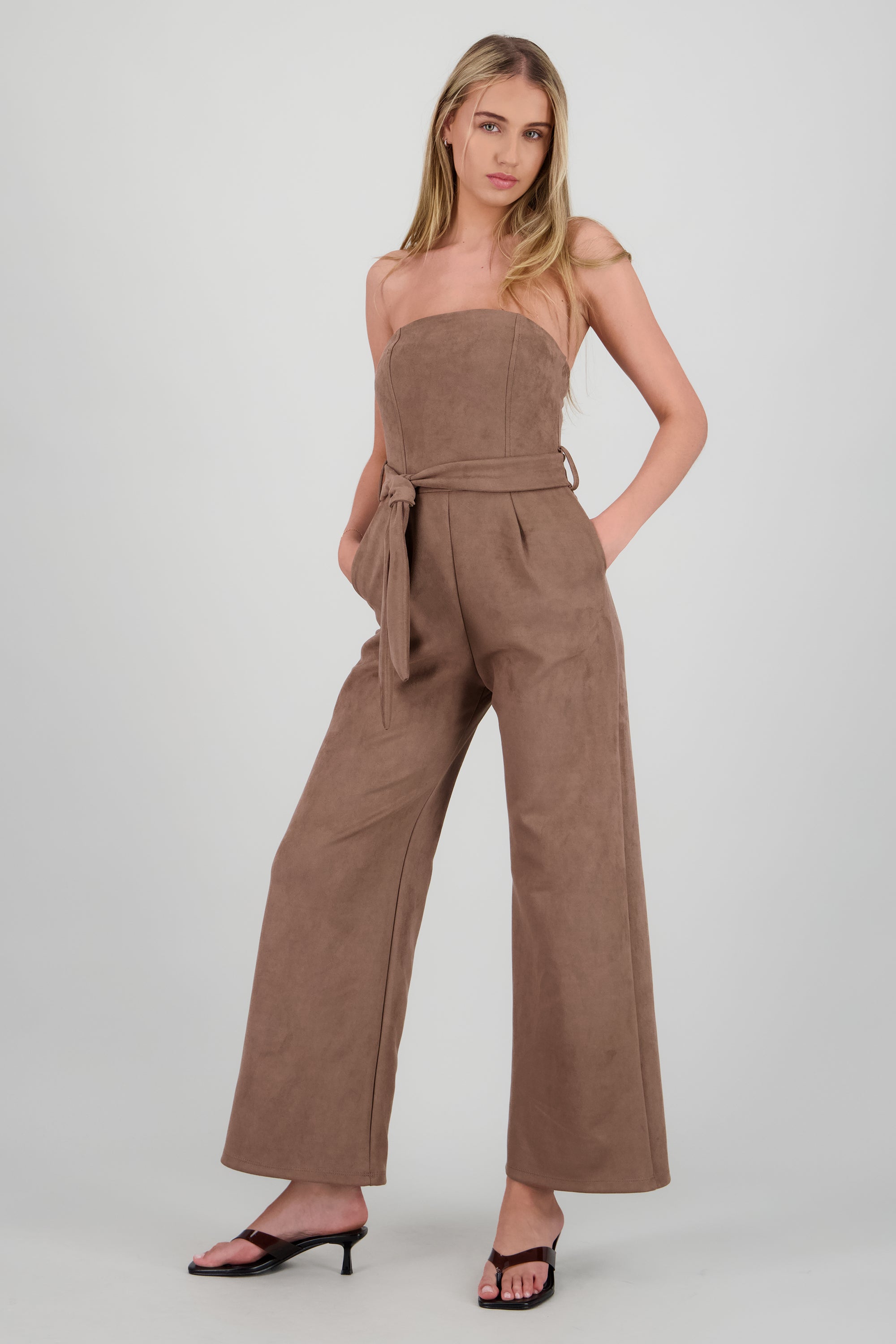 Jumpsuit strapless de suede CAFE