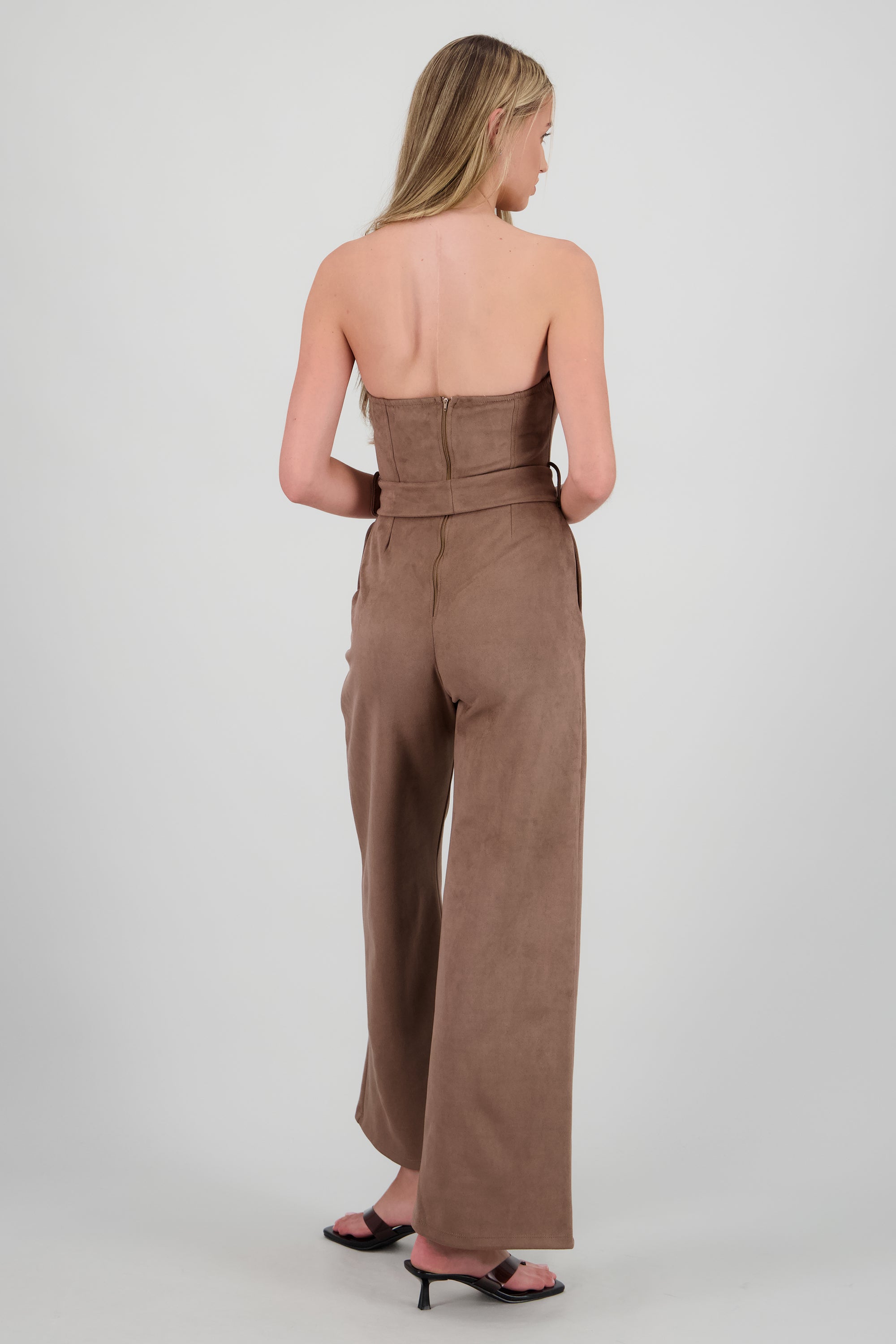 Jumpsuit strapless de suede CAFE
