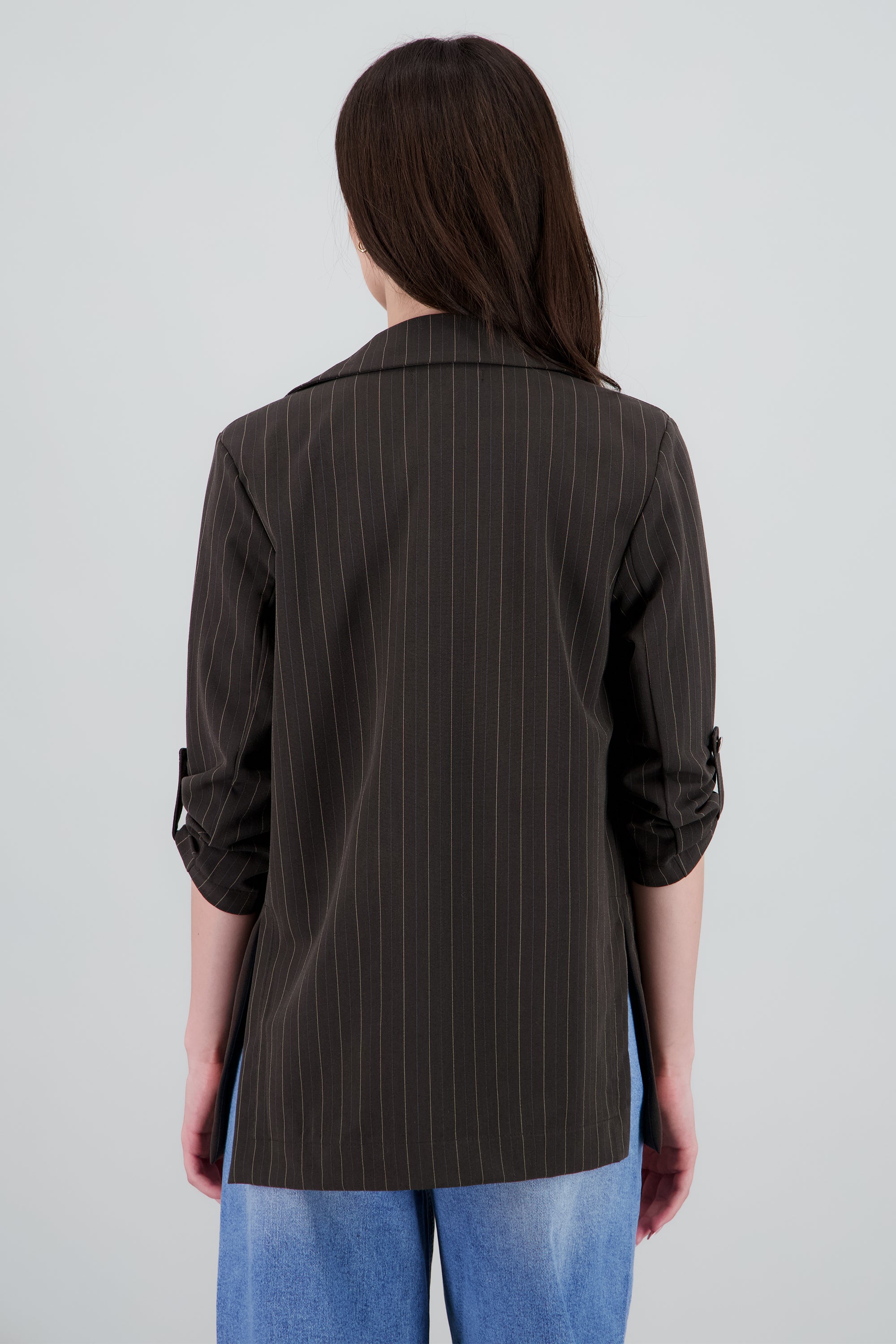 Blazer de manga elevador con rayas diplomáticas GRIS