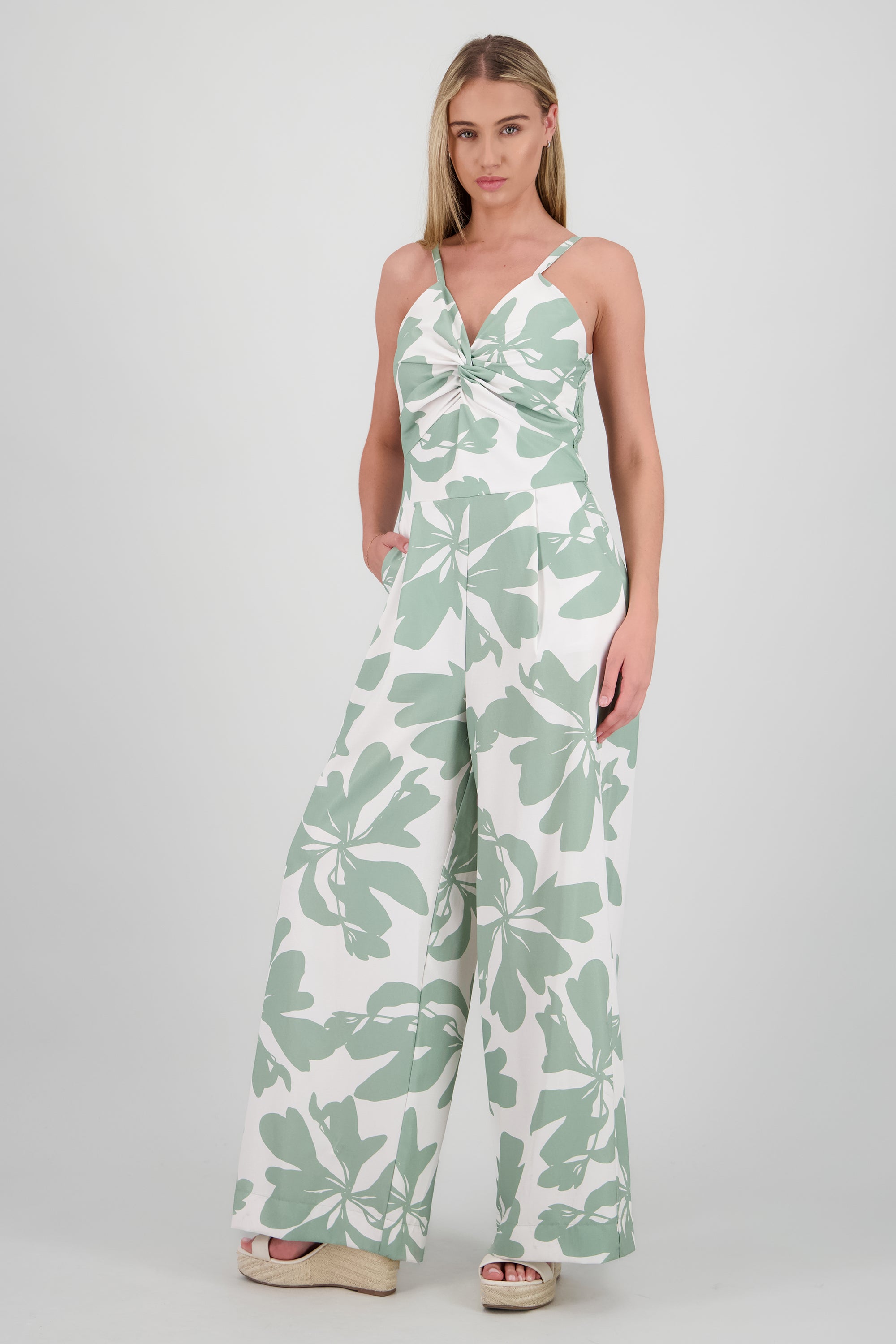 Jumpsuit de tirantes con detalle nudo y estampado SAGE