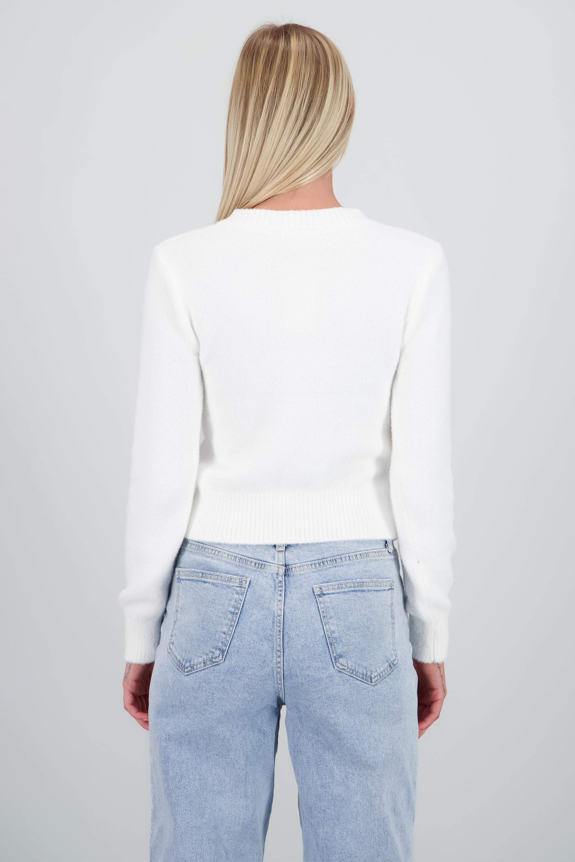 Cardigan tejido liso suave HUESO