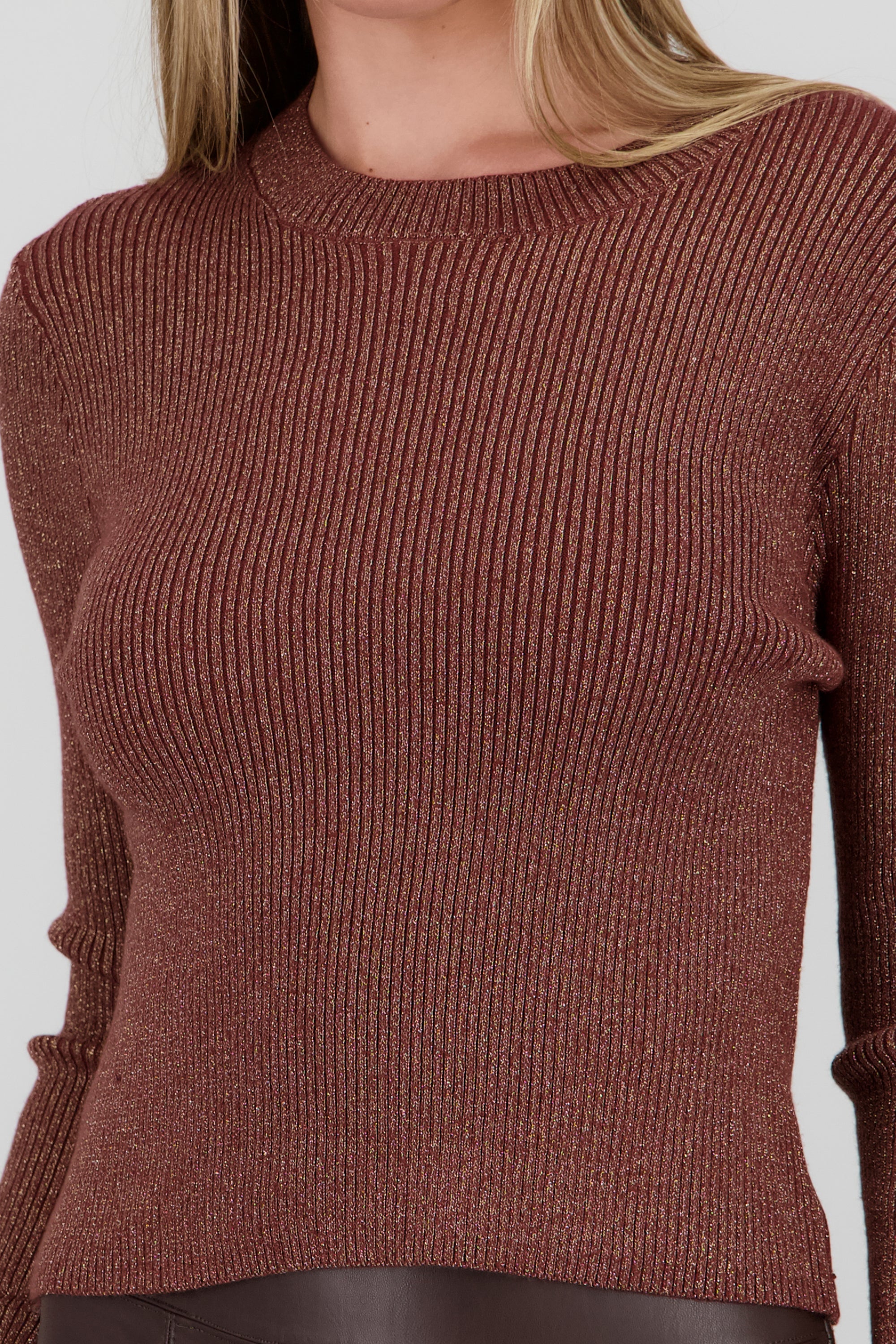 Sueter lurex rib CAFE