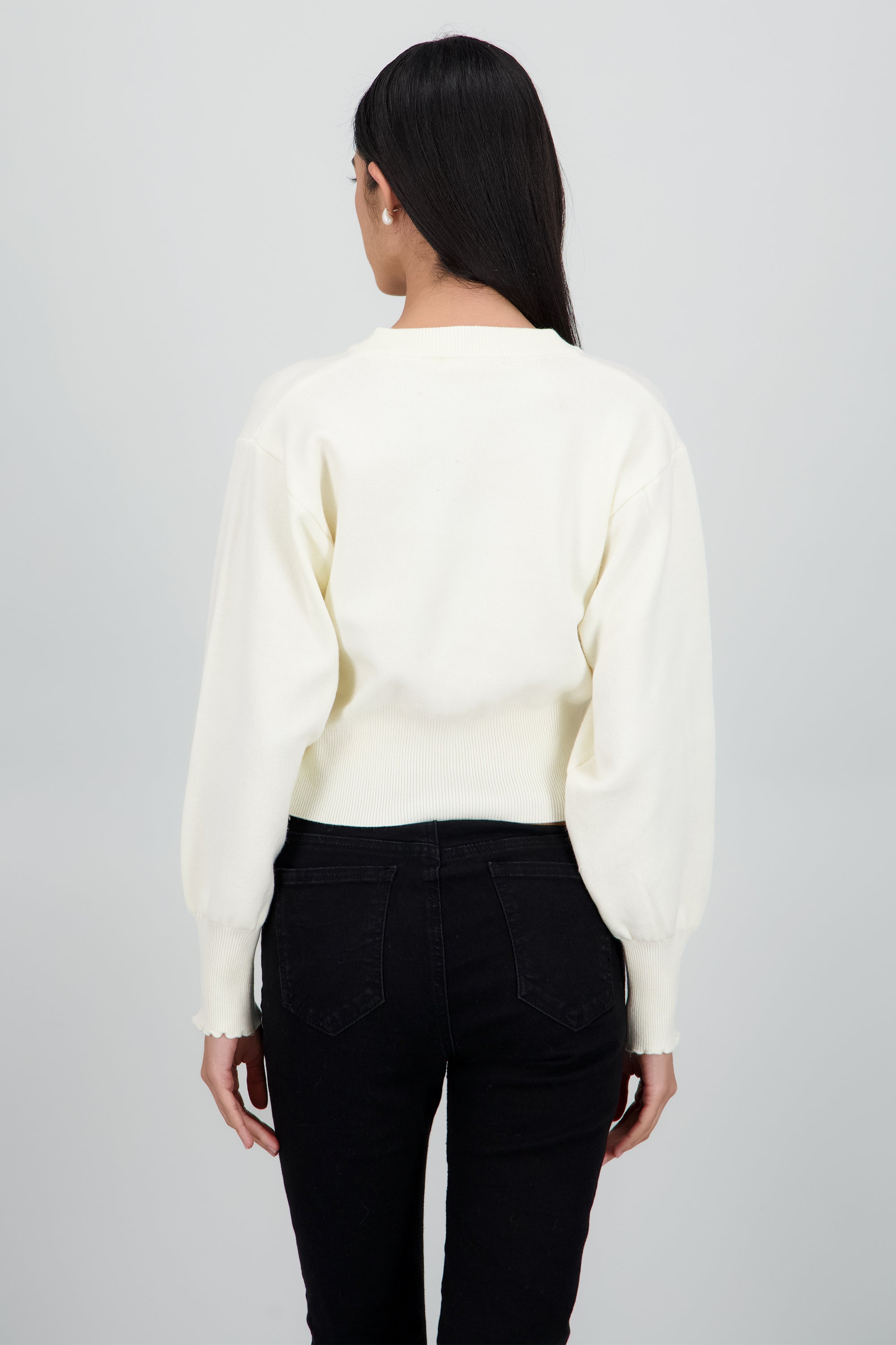 Carsigan liso con botones HUESO