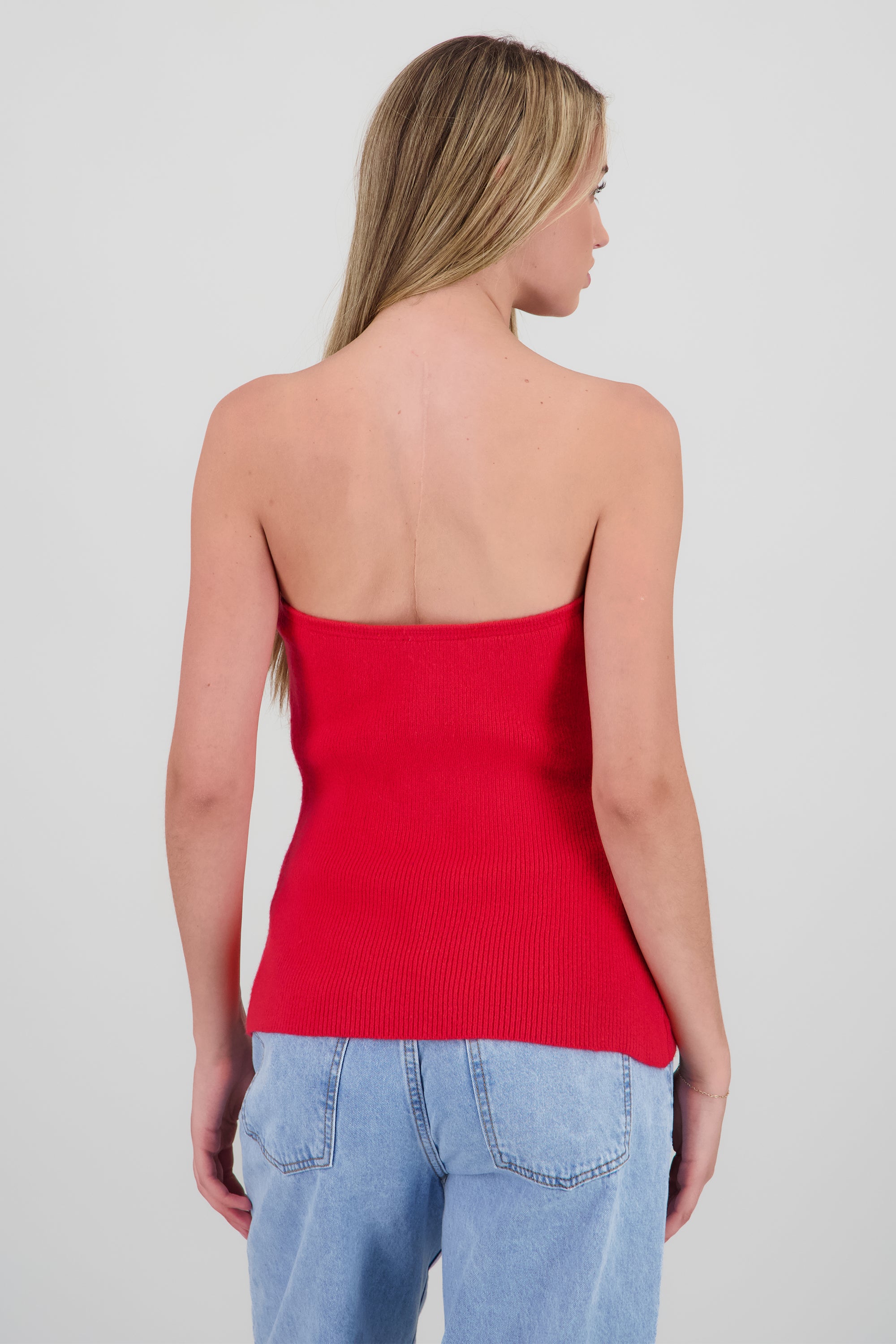 Top tejido strapless ROJO