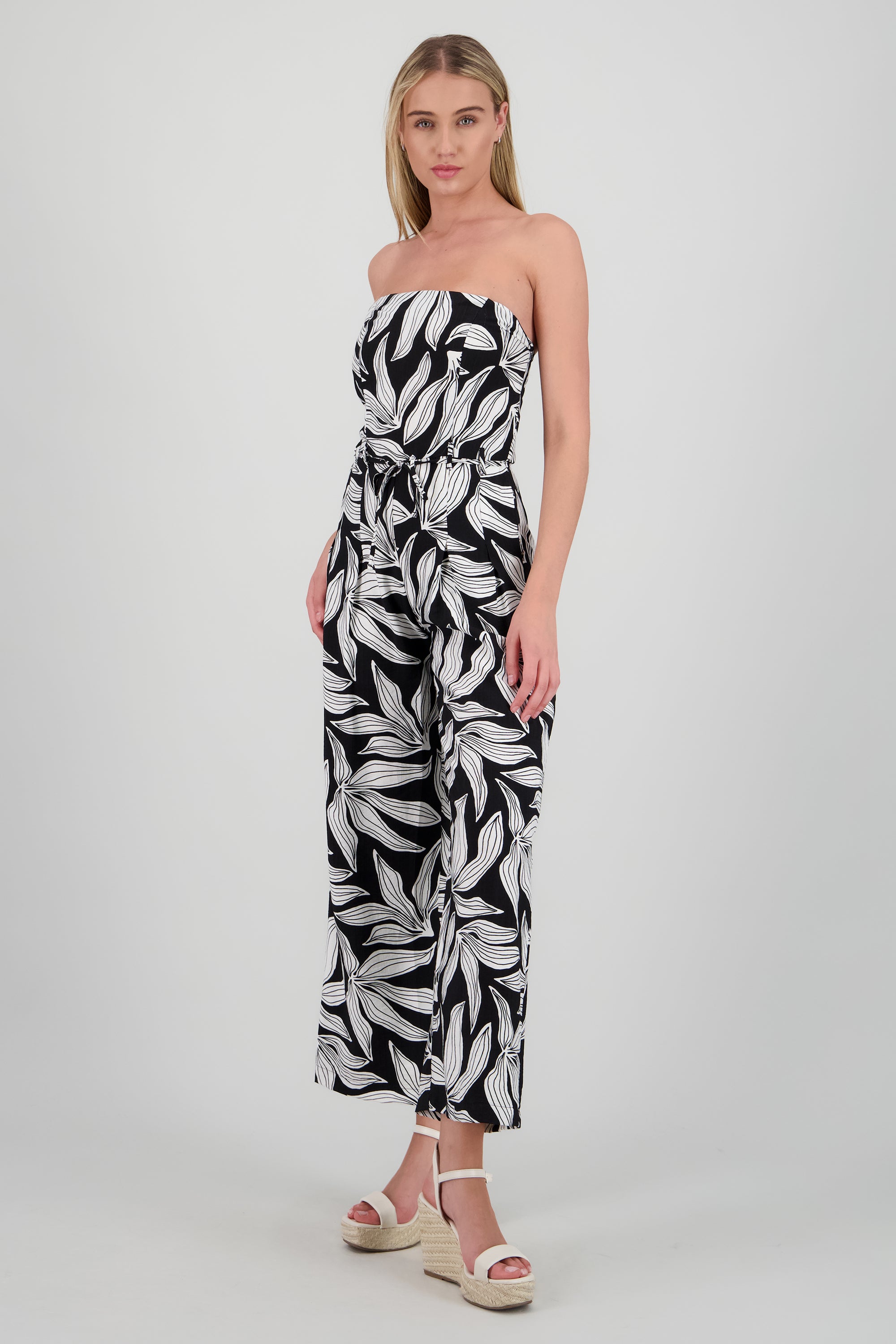 Jumpsuit strapples estampado flores NEGRO COMBO