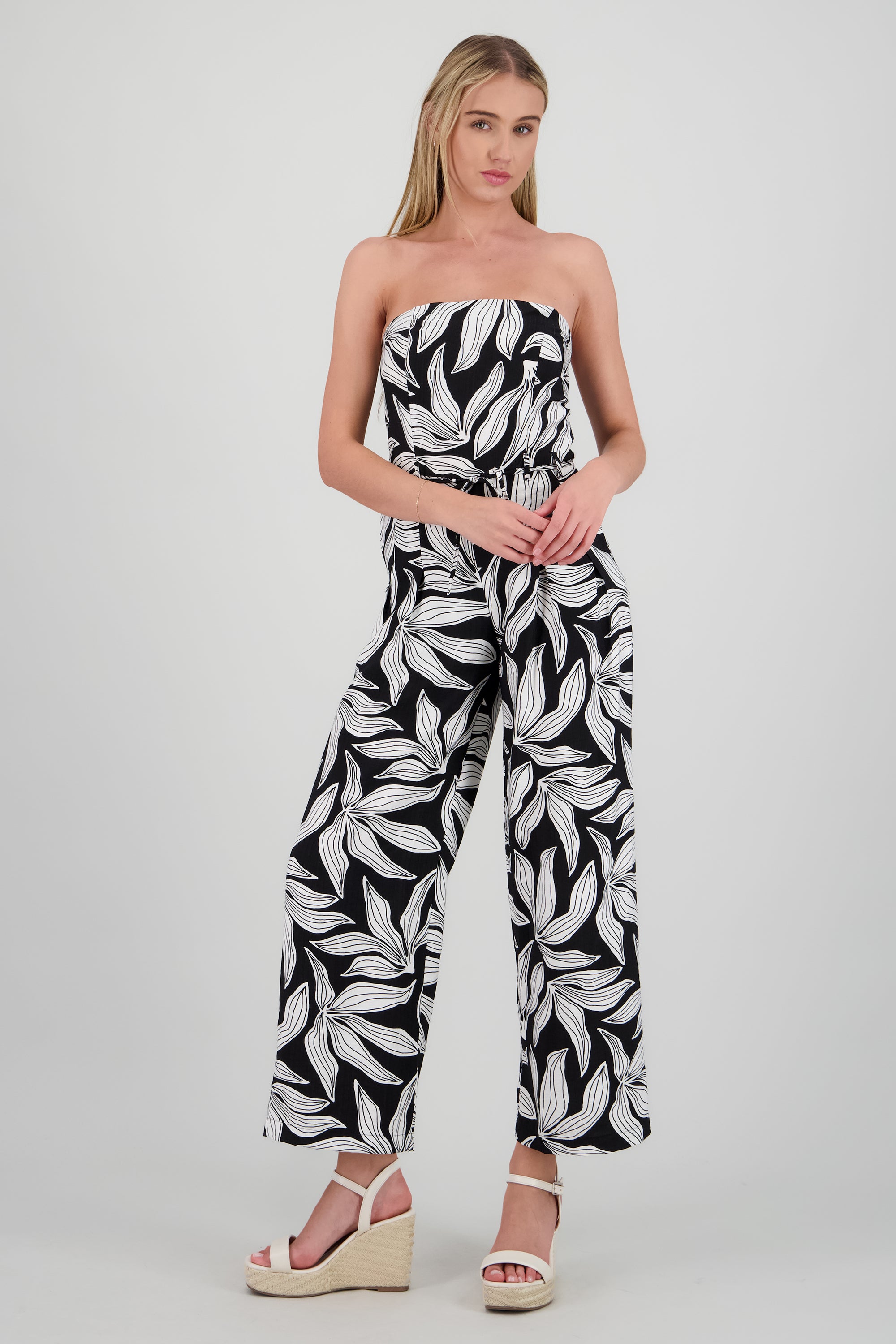 Jumpsuit strapples estampado flores NEGRO COMBO