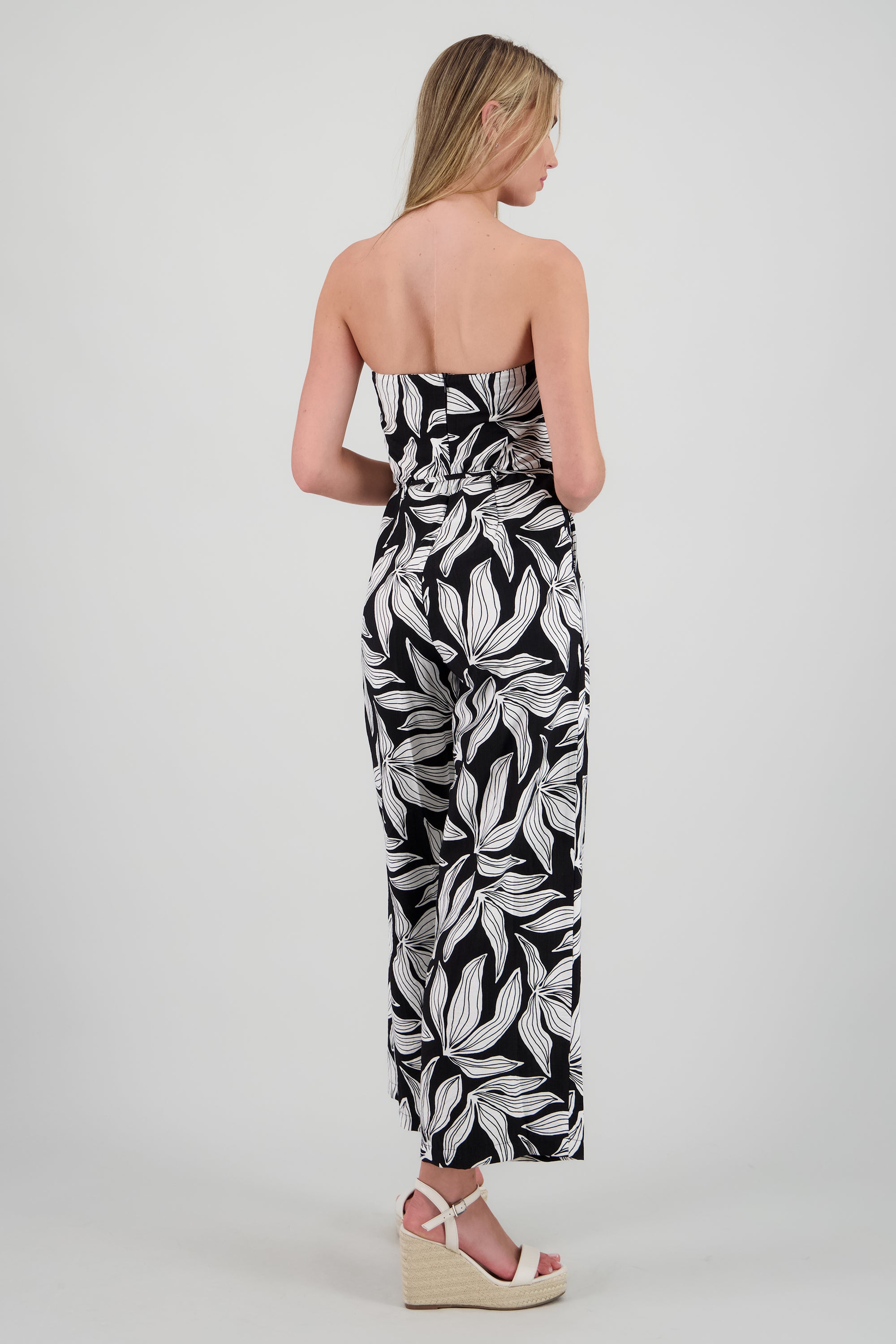 Jumpsuit strapples estampado flores NEGRO COMBO