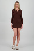 Vestido polo bodycon liso tejido