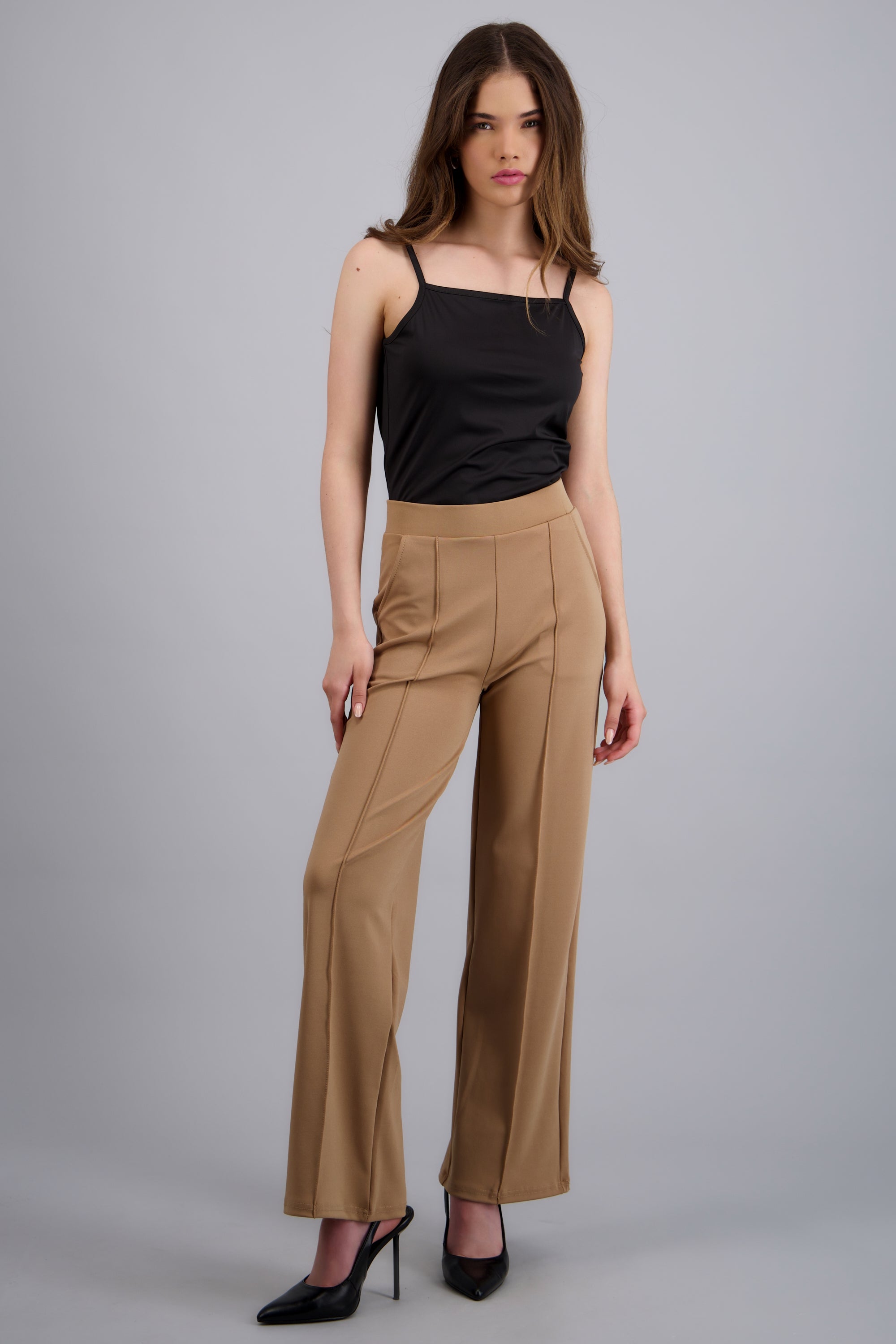 Pantalon recto costuras BEIGE