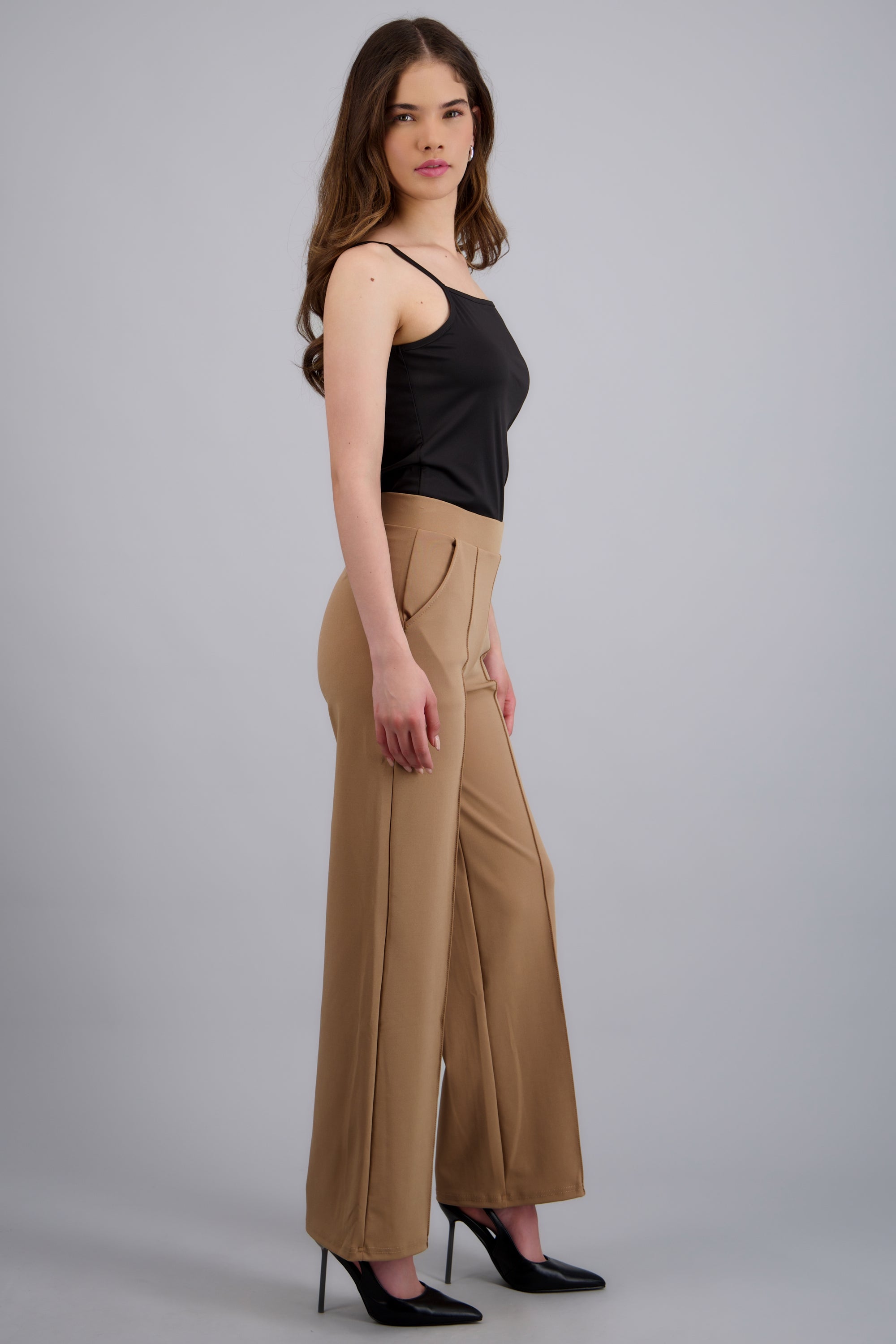 Pantalon recto costuras BEIGE
