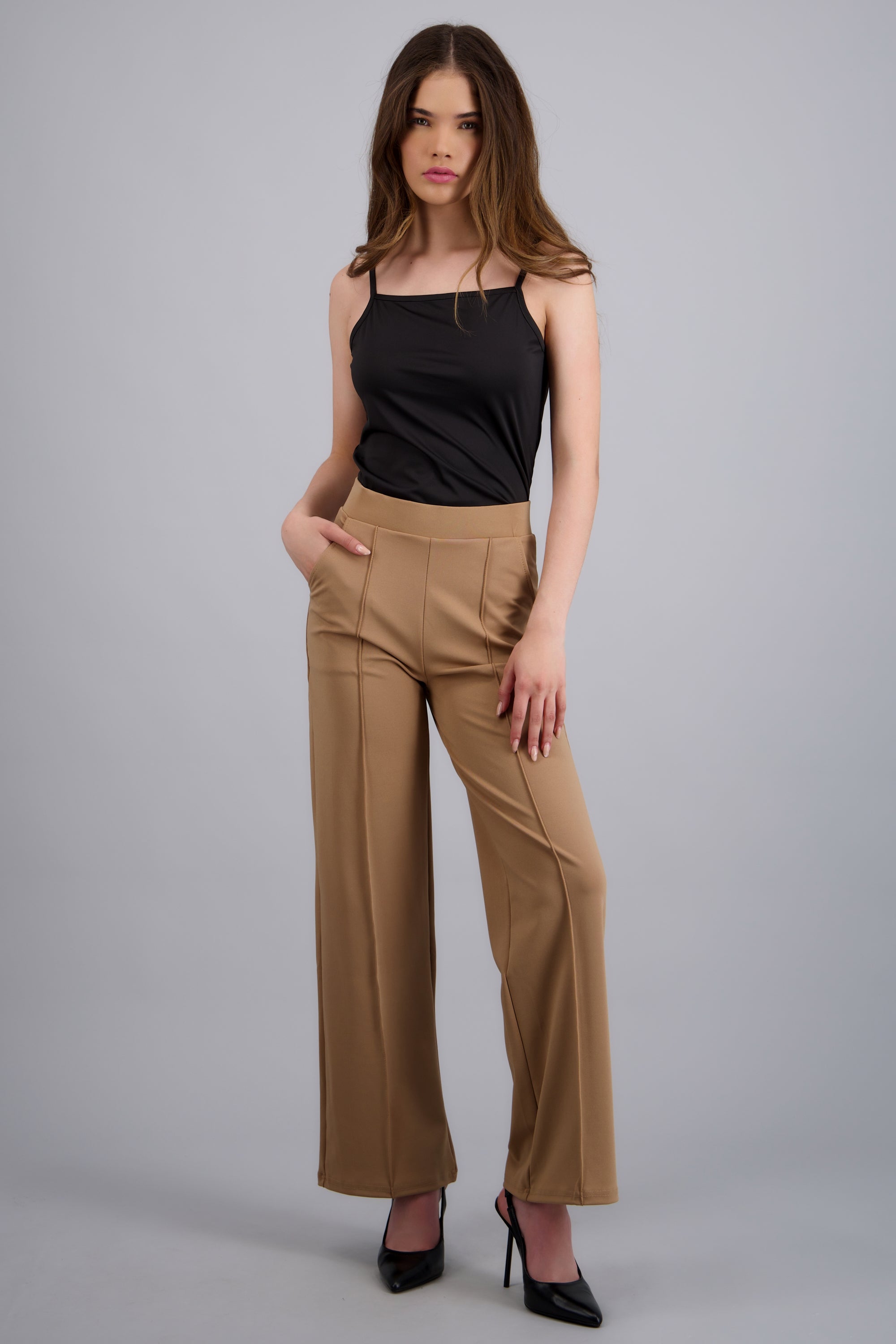 Pantalon recto costuras BEIGE