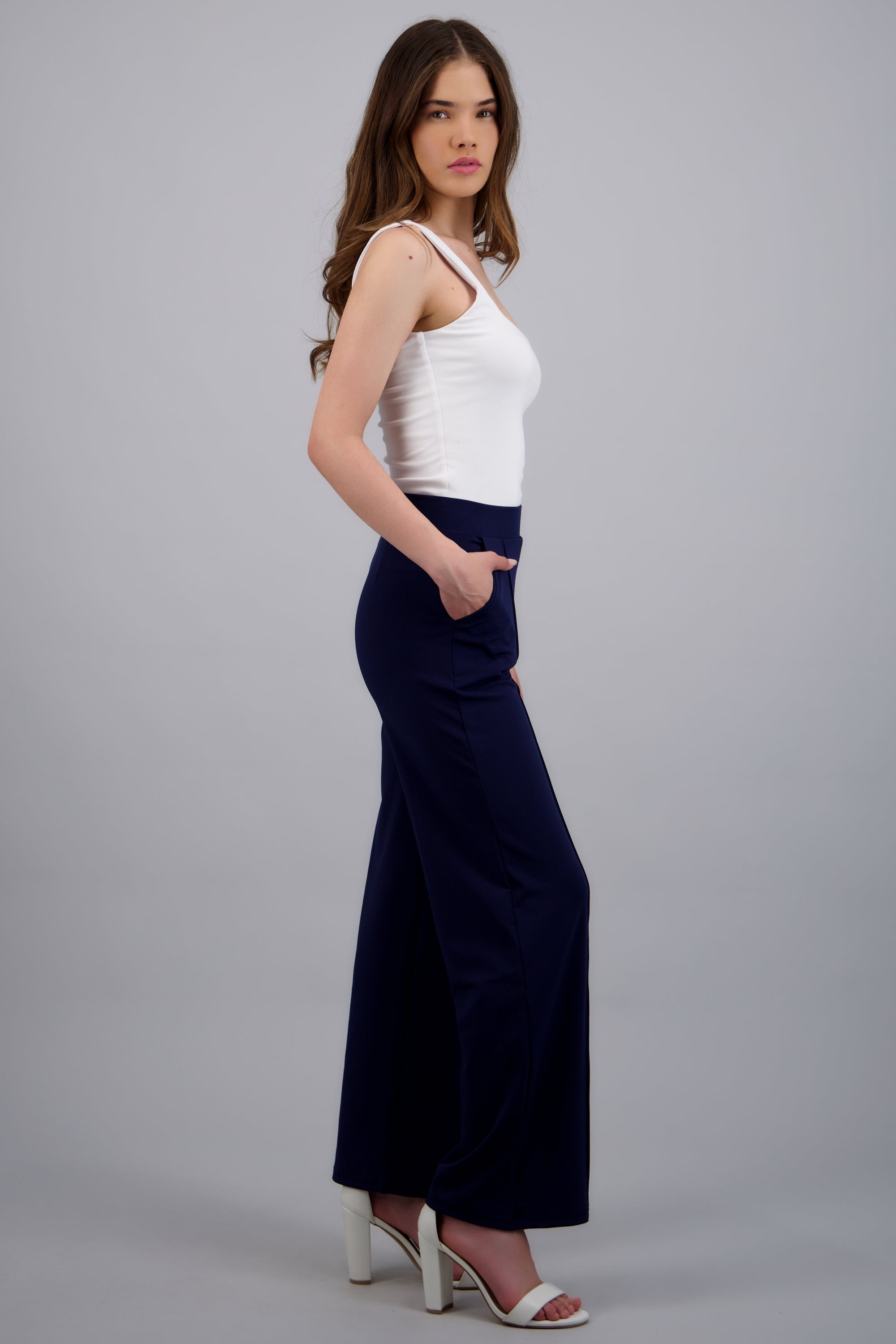 Pantalon recto costuras MARINO