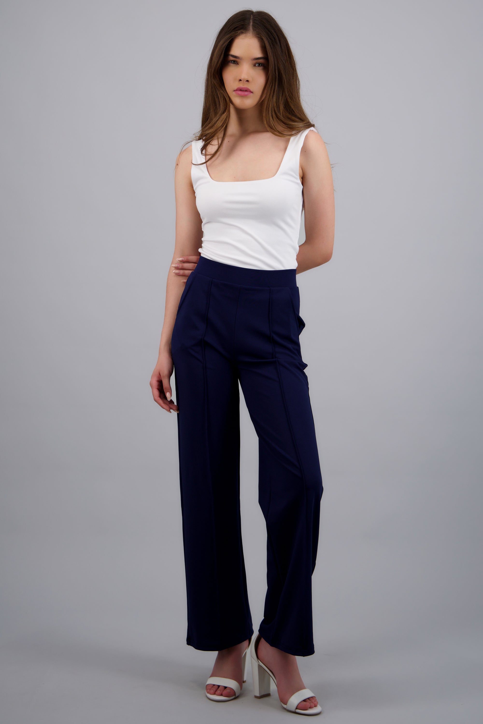 Pantalon recto costuras MARINO
