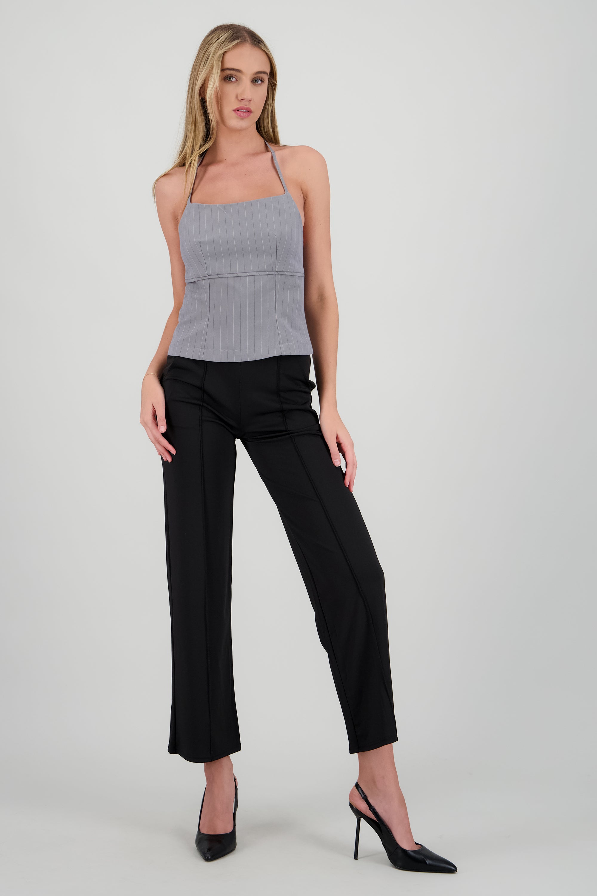 Pantalon recto costuras NEGRO