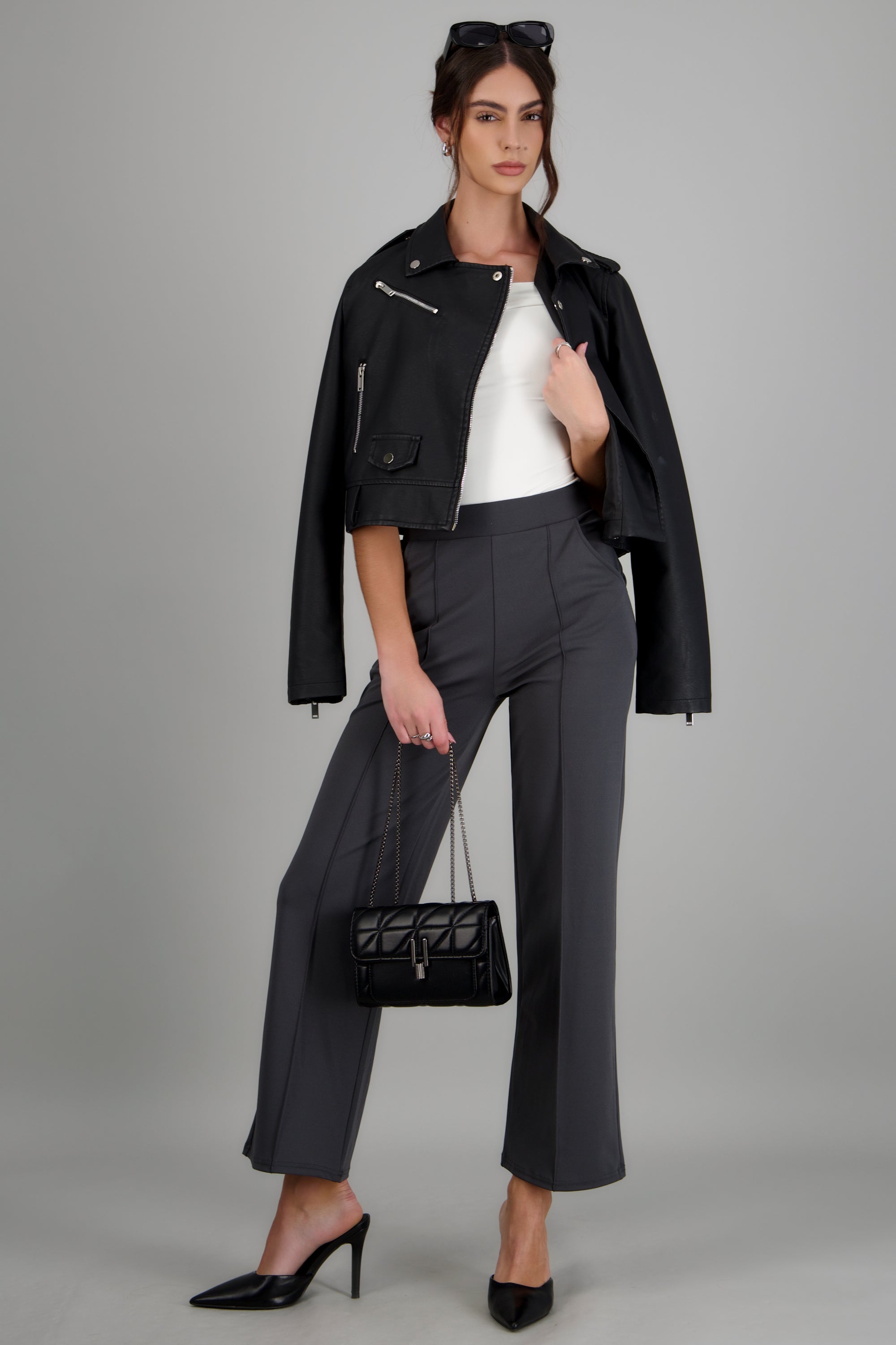 Pantalon recto costuras PETROLEO