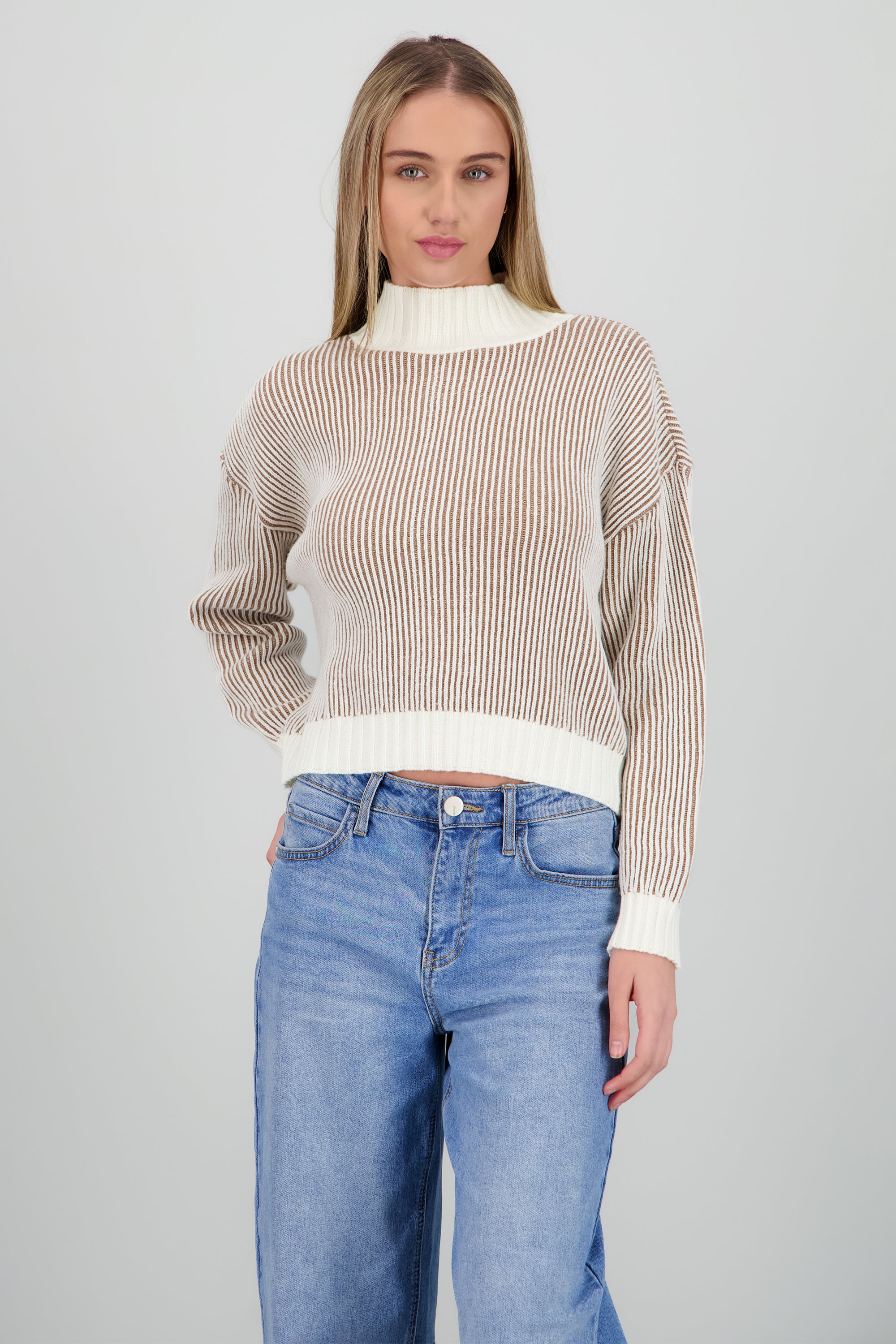 sueter ribbed rayas CAFE COMBO