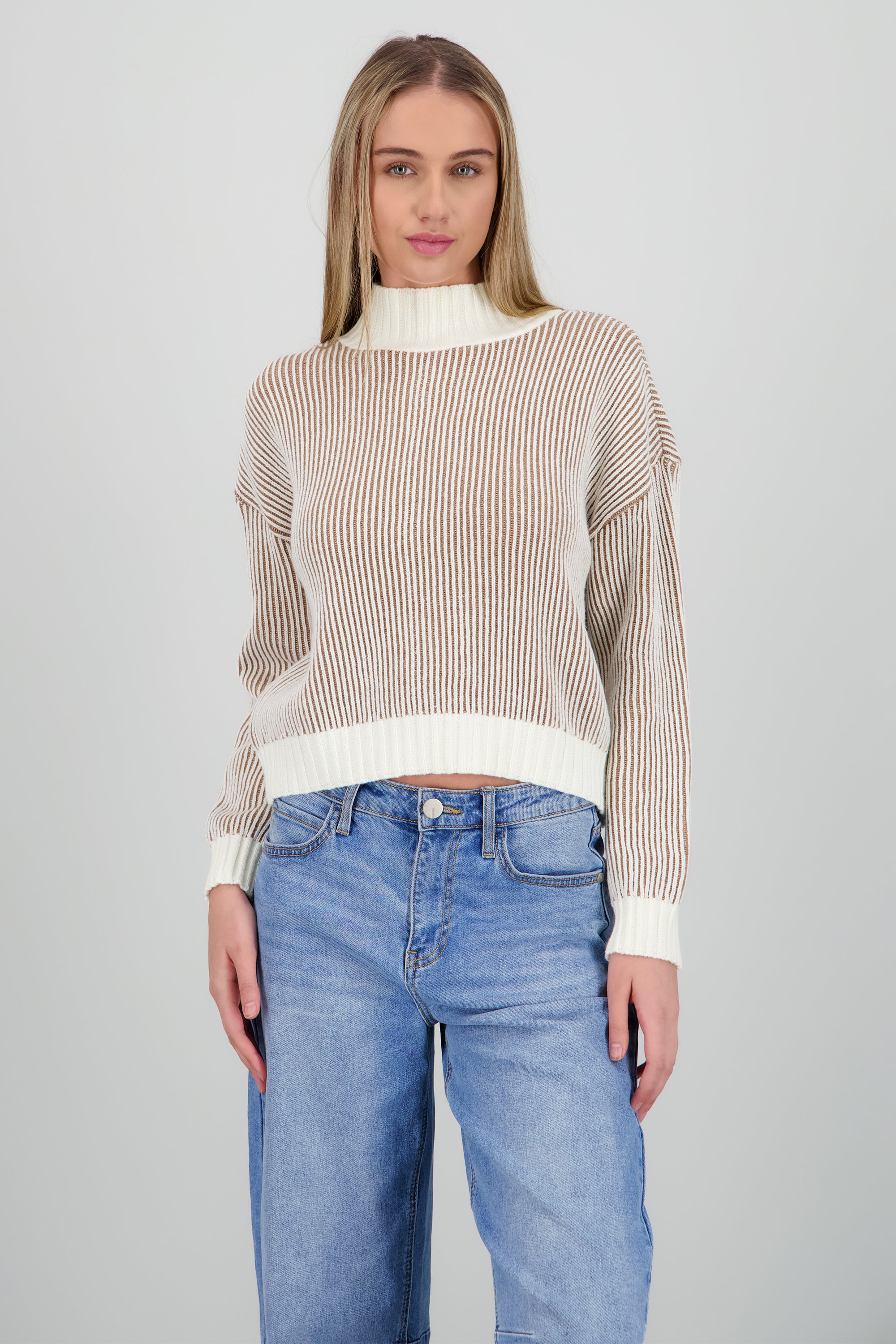 sueter ribbed rayas CAFE COMBO