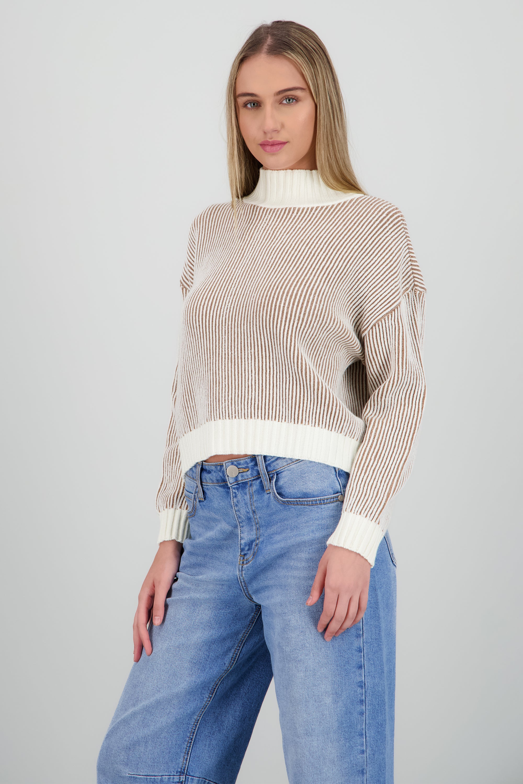 sueter ribbed rayas CAFE COMBO