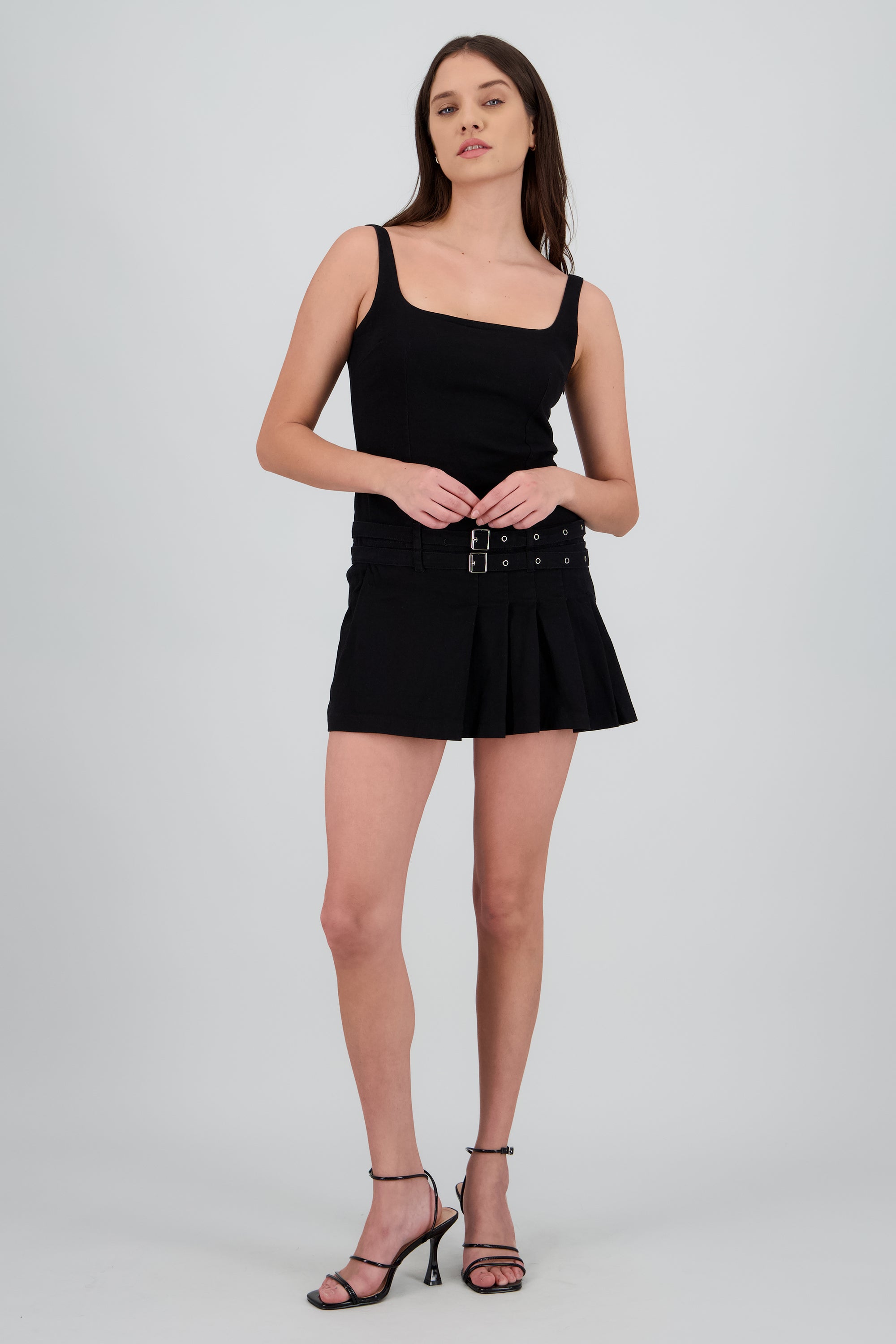 Vestido doble hebilla tablas NEGRO
