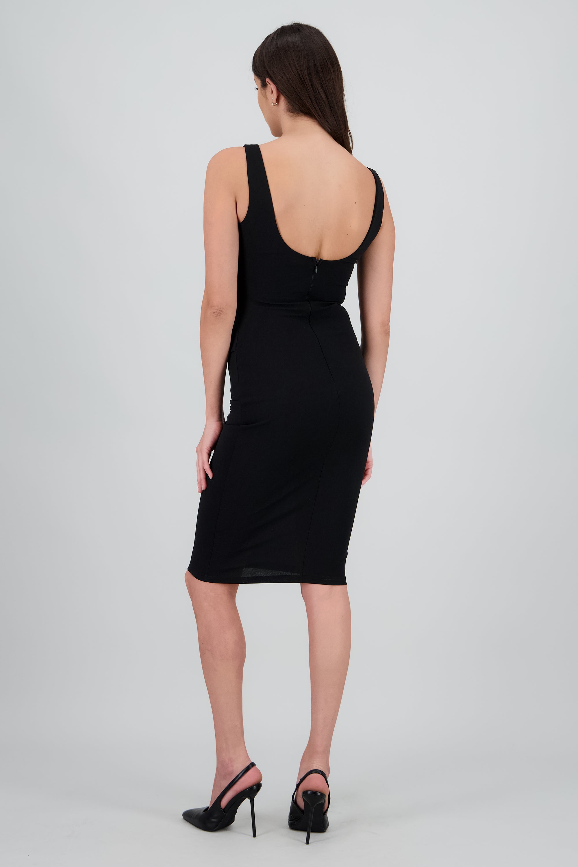 Vestido bodycon escote cuadrado NEGRO