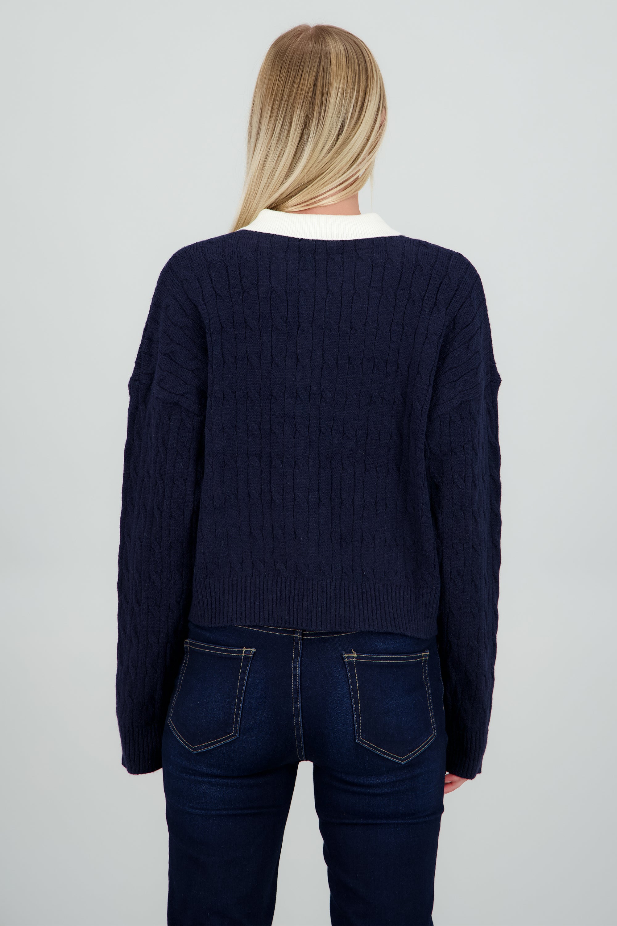 Sueter polo color block tejido MARINO COMBO