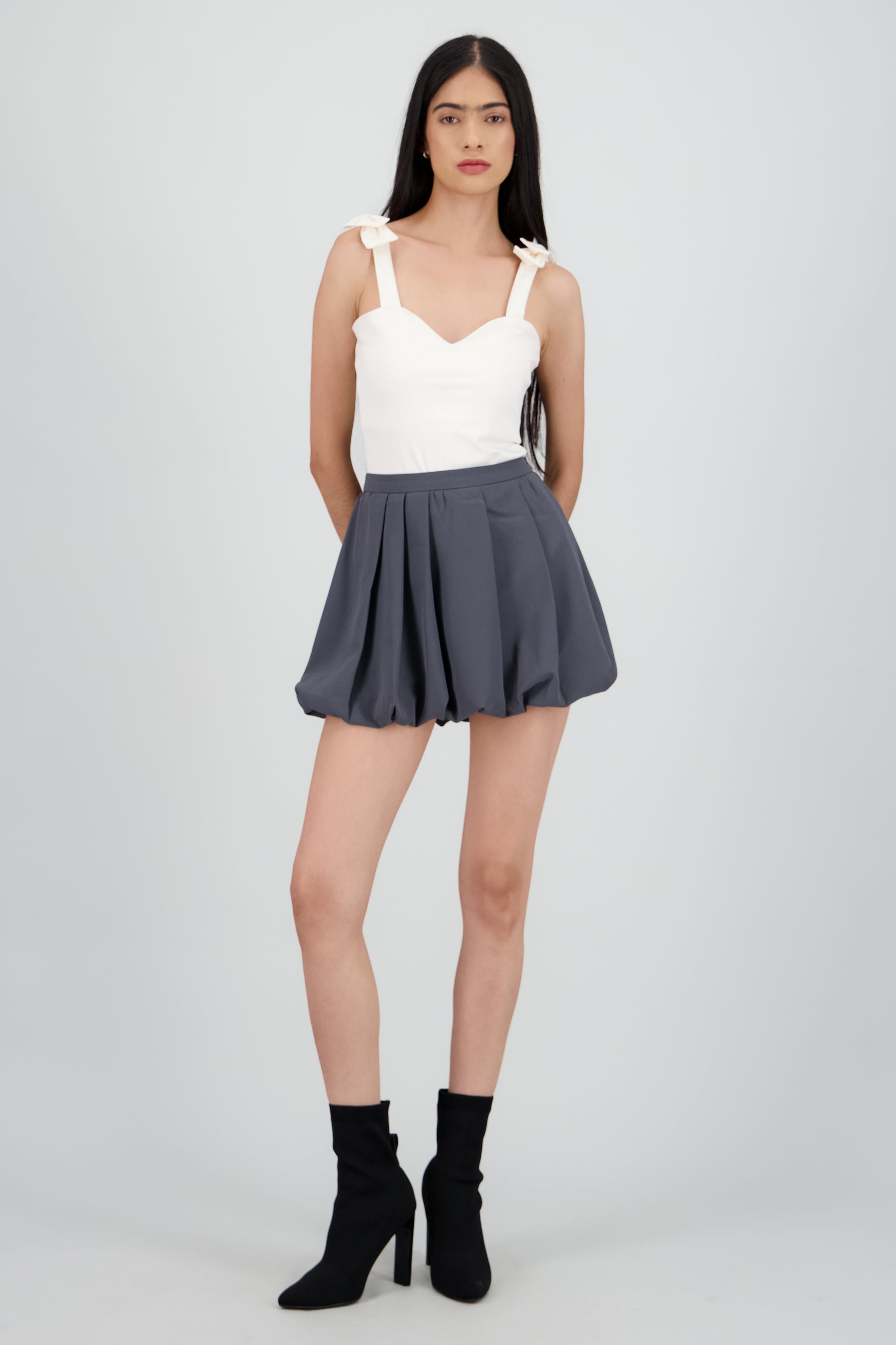 Falda burbuja tableada GRIS