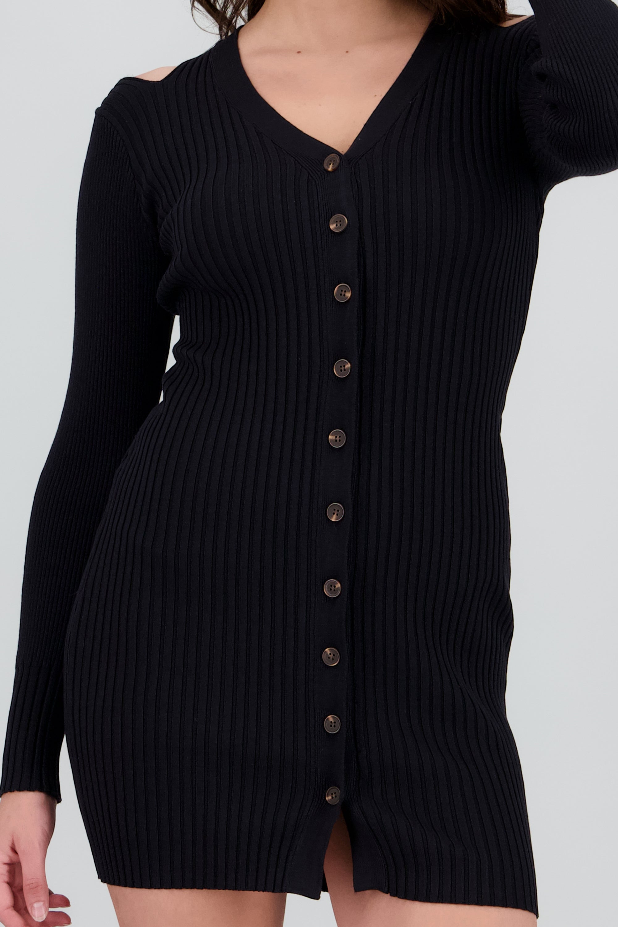 Vestido tejido manga larga NEGRO