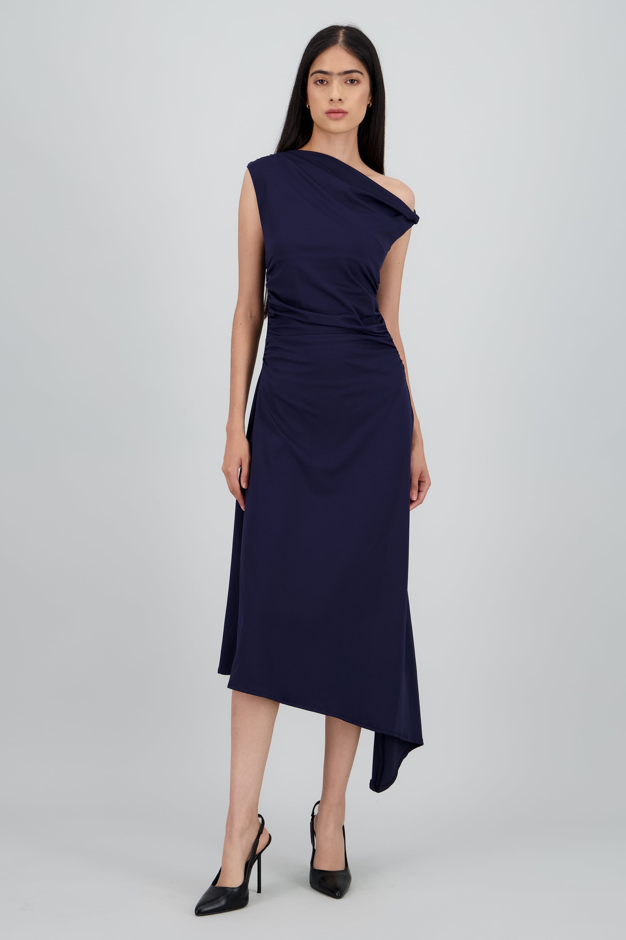 Vestido midi hombro asimetrico MARINO