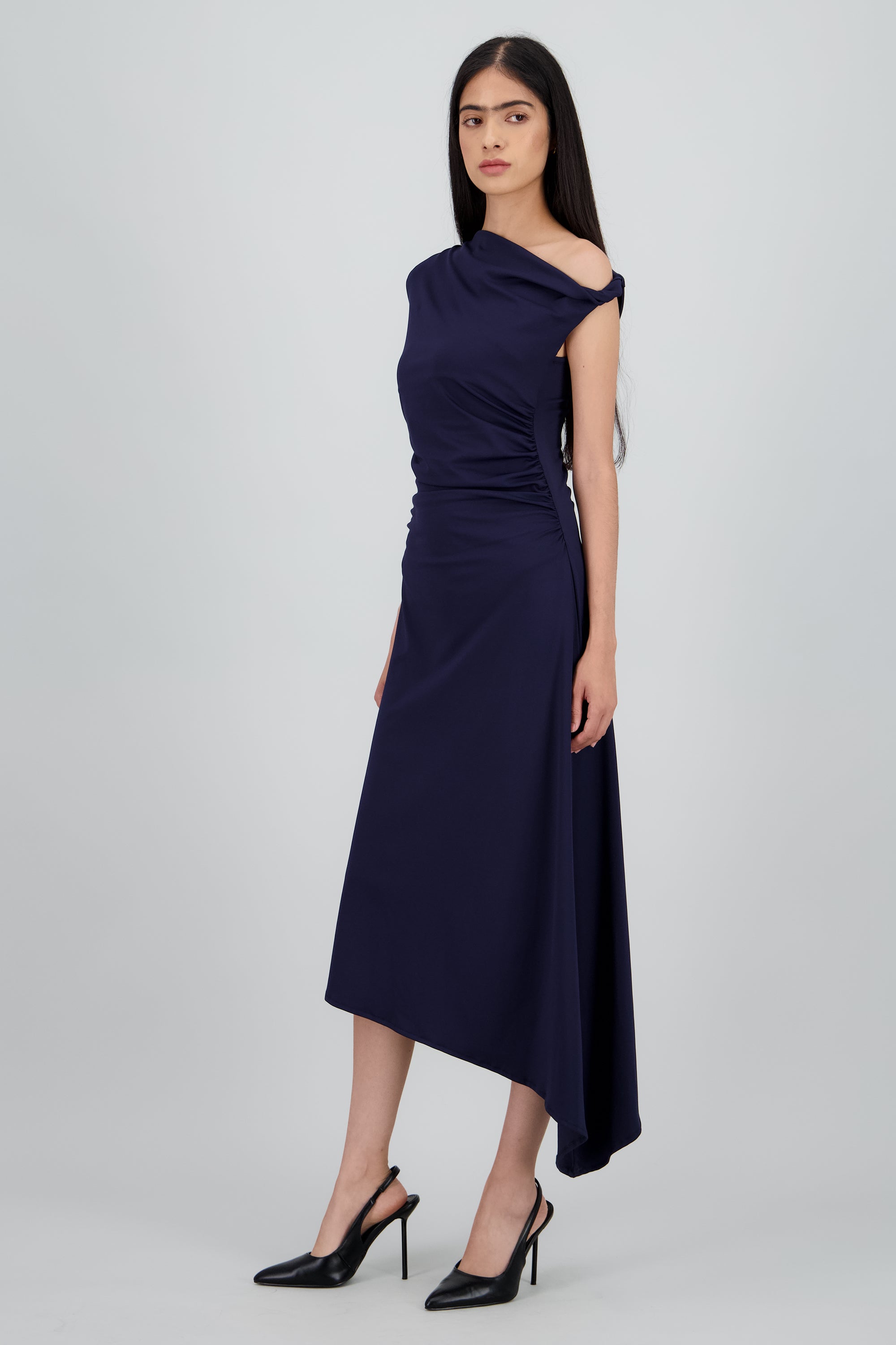 Vestido midi hombro asimetrico MARINO