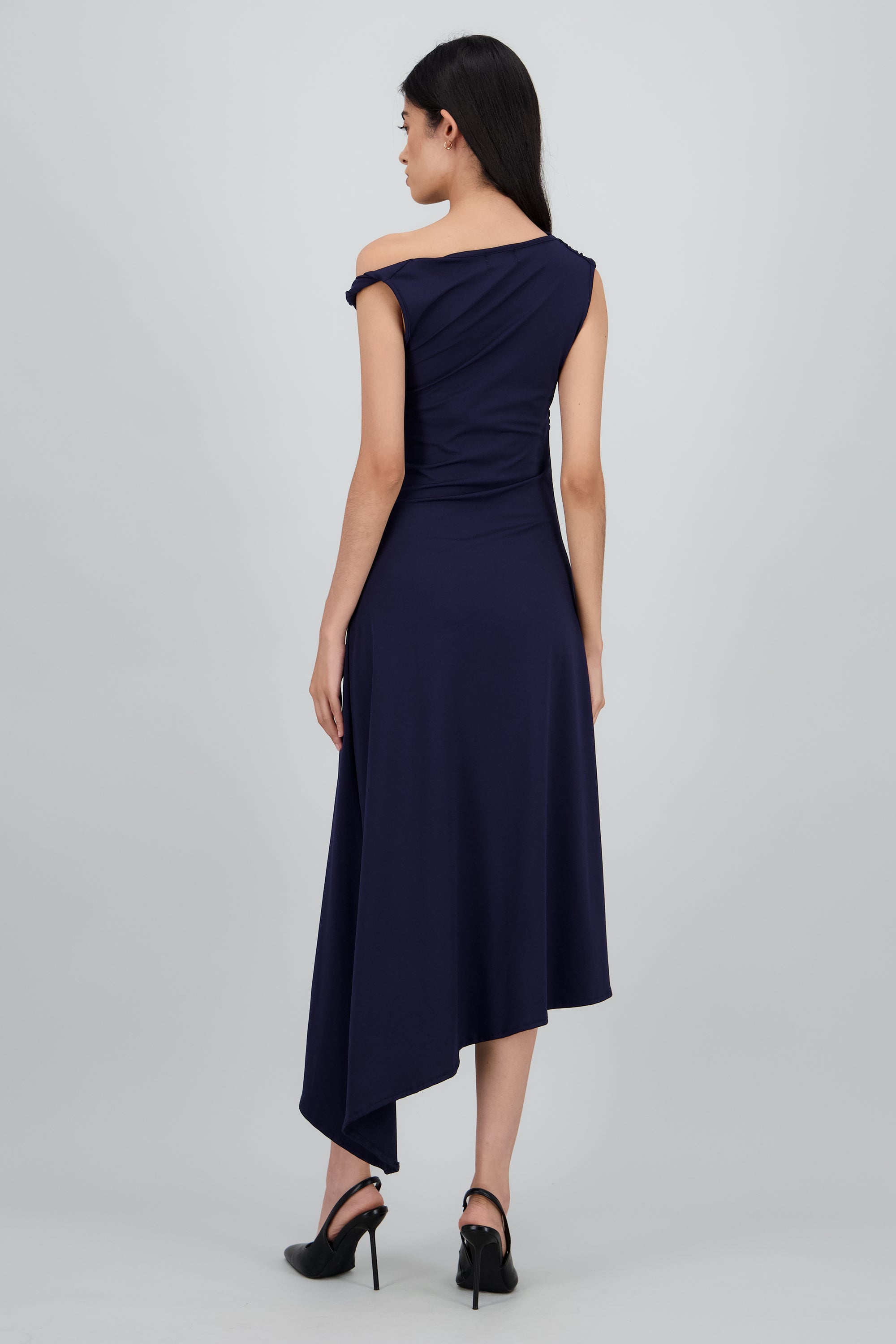 Vestido midi hombro asimetrico MARINO
