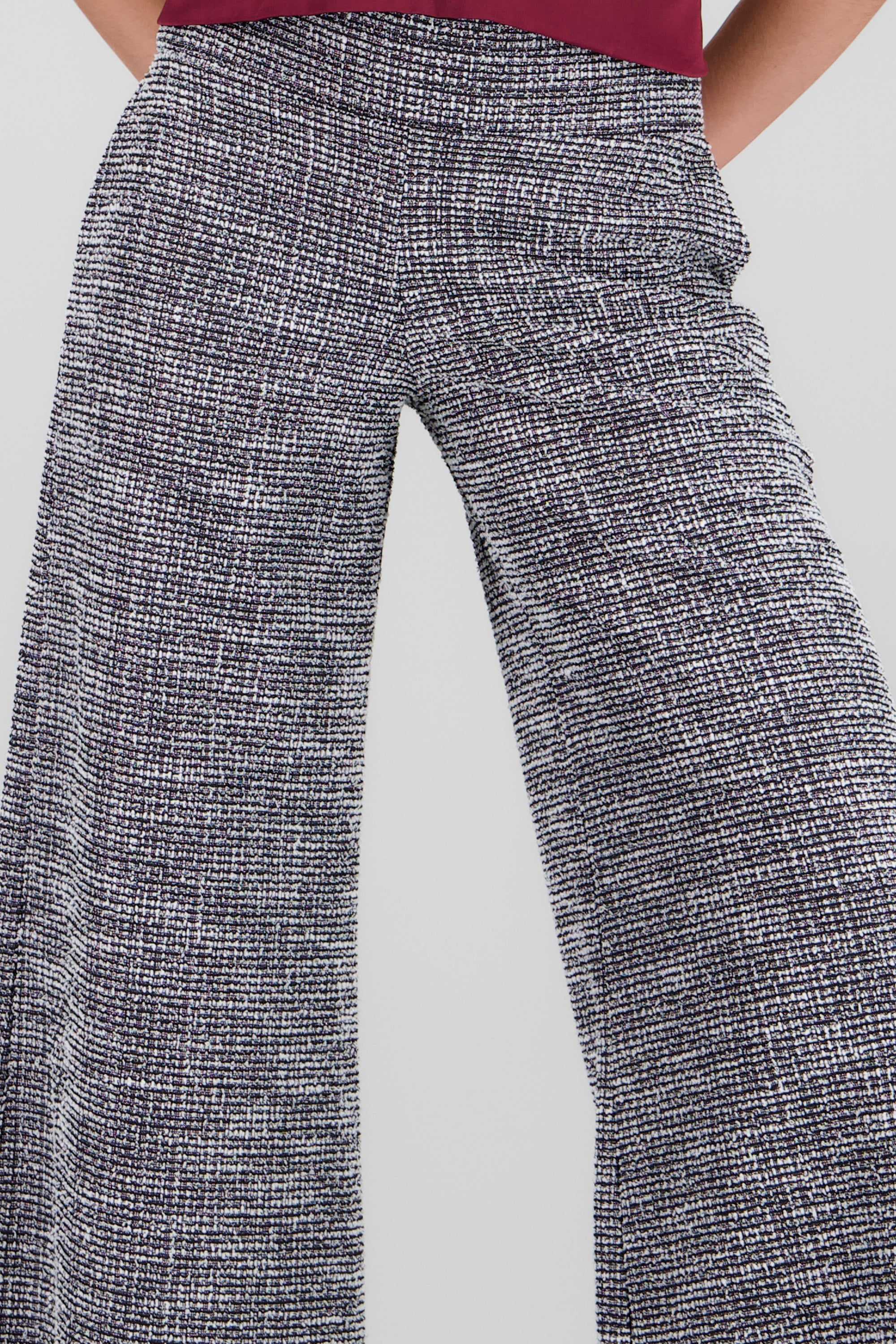 Pantalon tweed amplio cintura media NEGRO COMBO