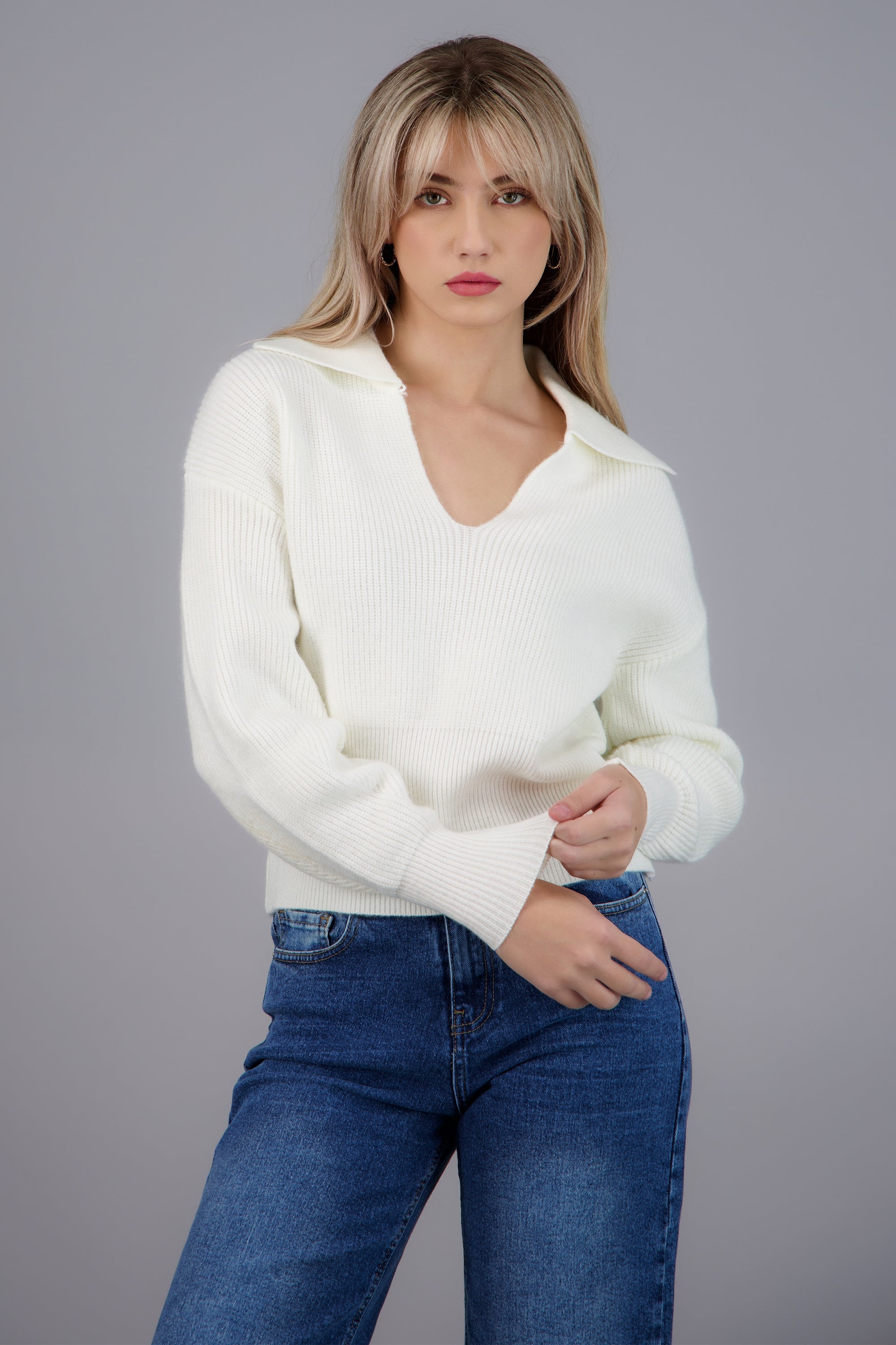 Sueter cintura ajustada BLANCO